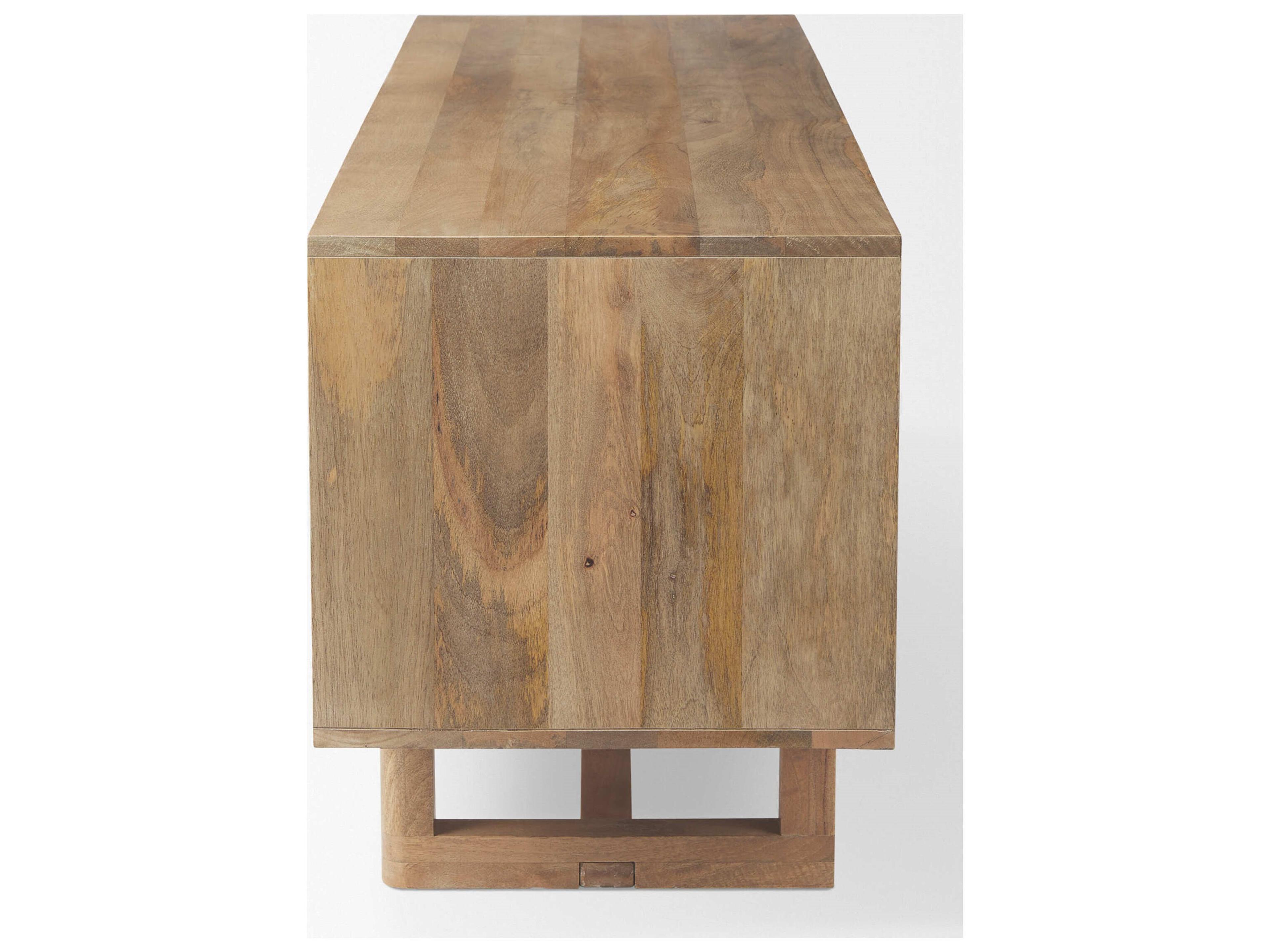 Mercana Grier 65" Light Brown Wood w/ Cane Media Console