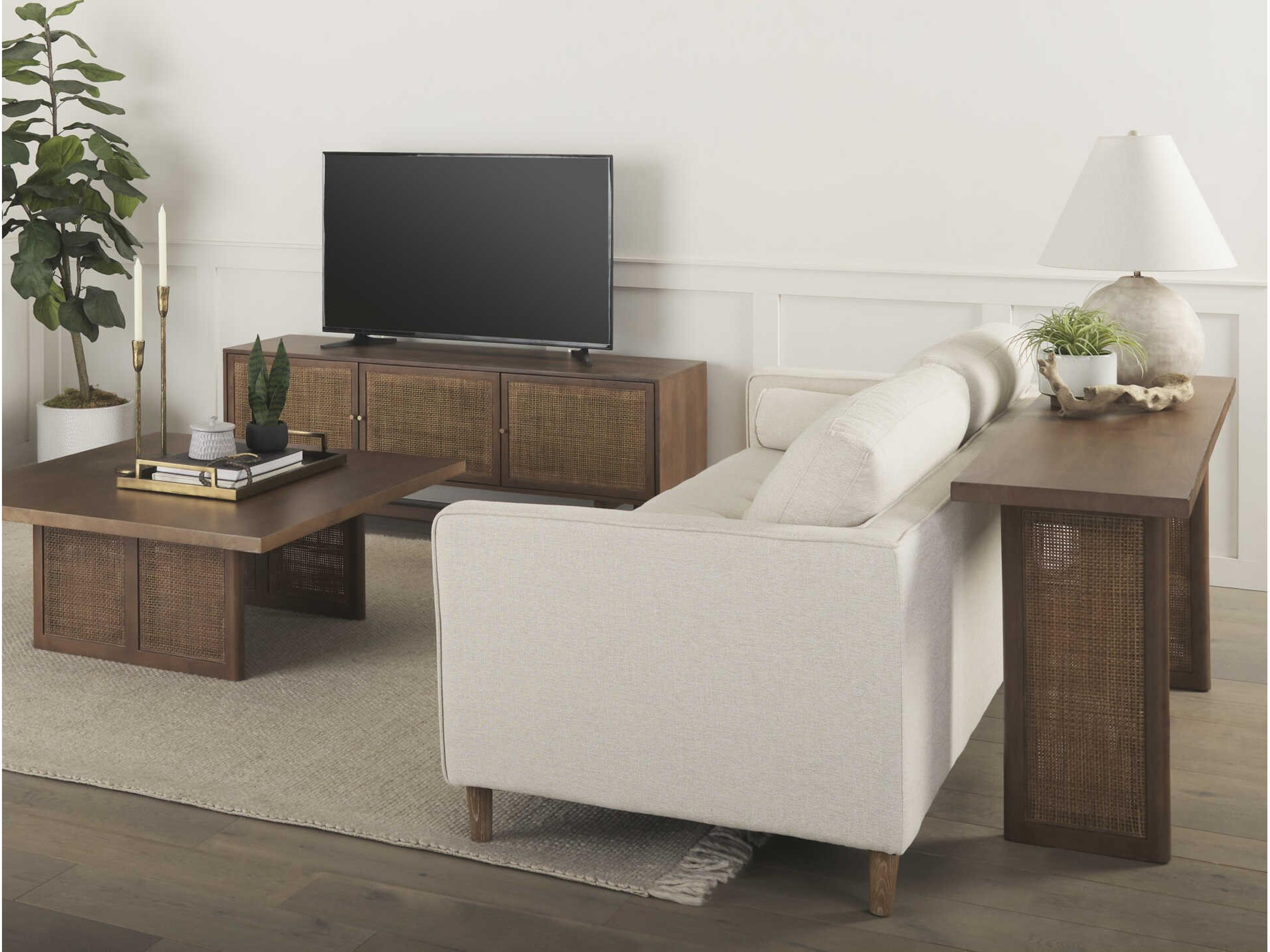 Mercana Grier 65" Medium Brown Wood W/ Cane Media Console