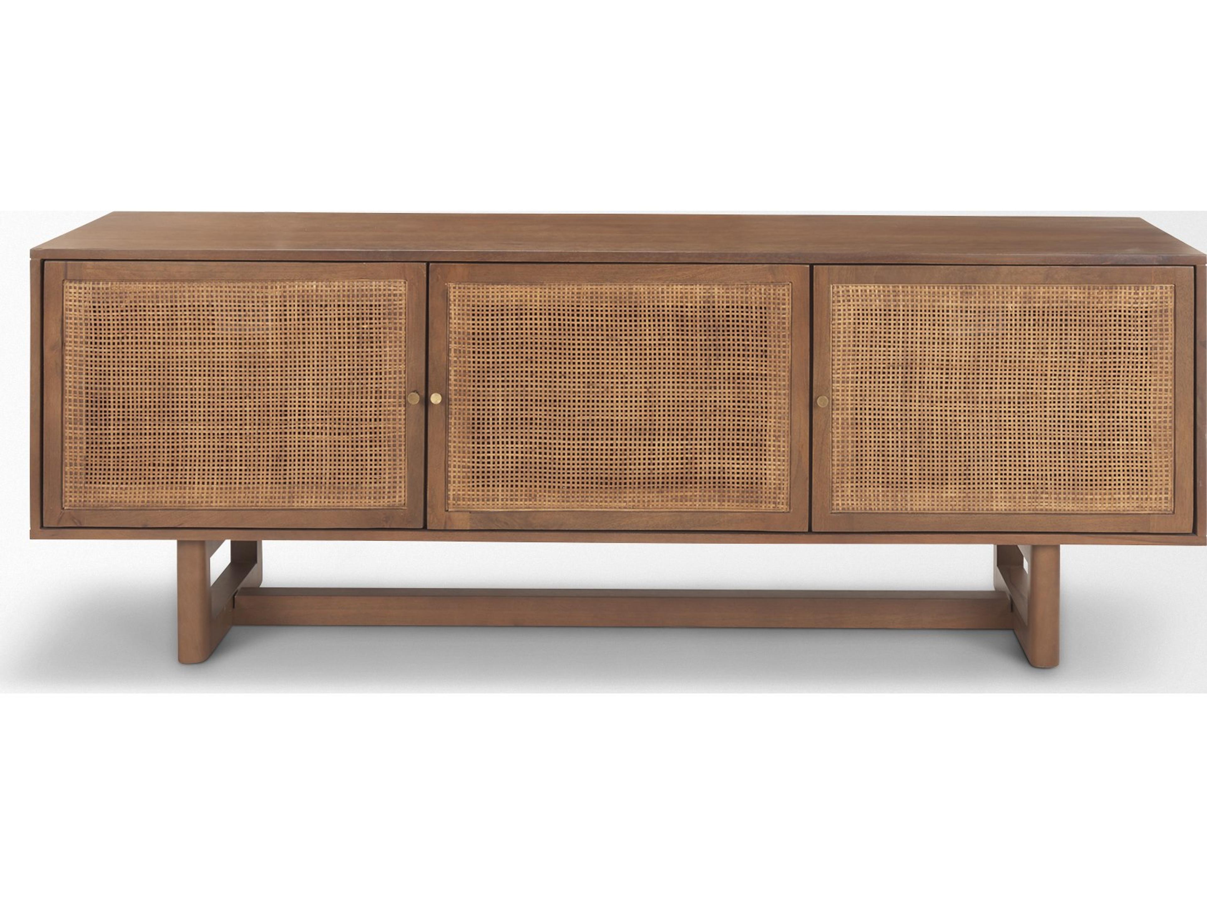 Mercana Grier 65" Medium Brown Wood W/ Cane Media Console