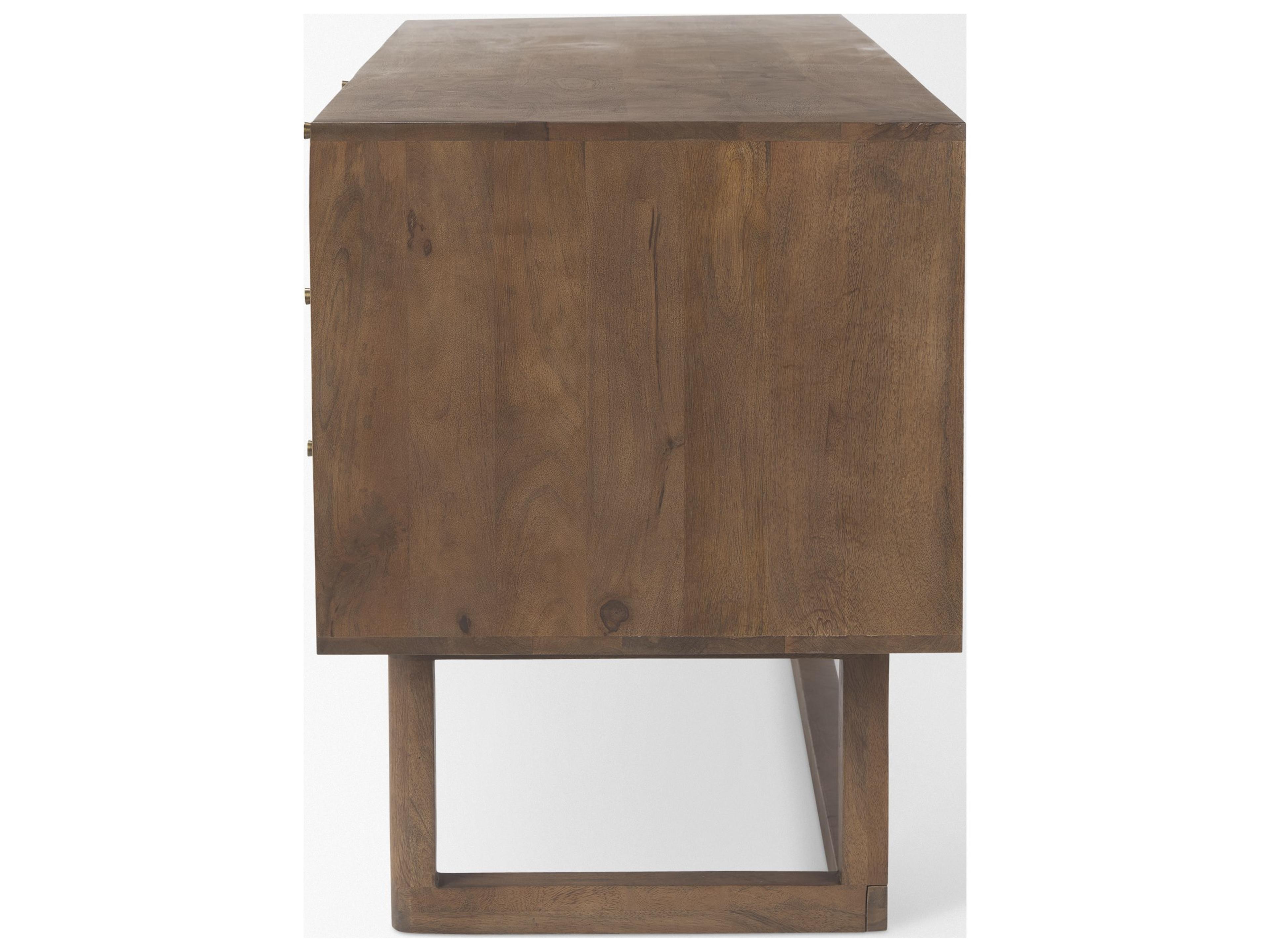 Mercana Grier 60" Medium Brown Solid Wood W/ Cane Office Desk