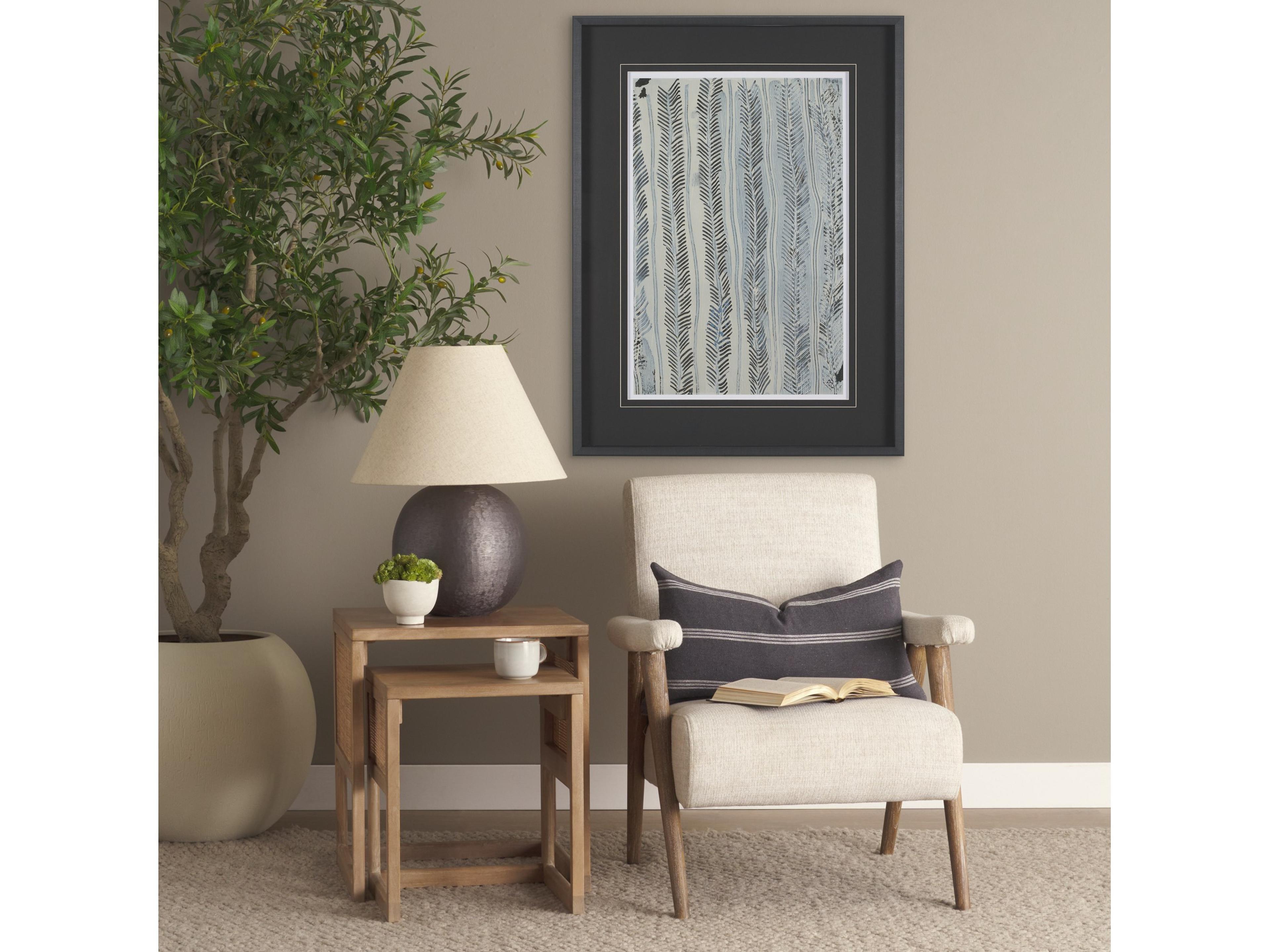 Mercana Grier Set of 2 Light Brown Solid Wood w/ Cane Nesting Accent Tables