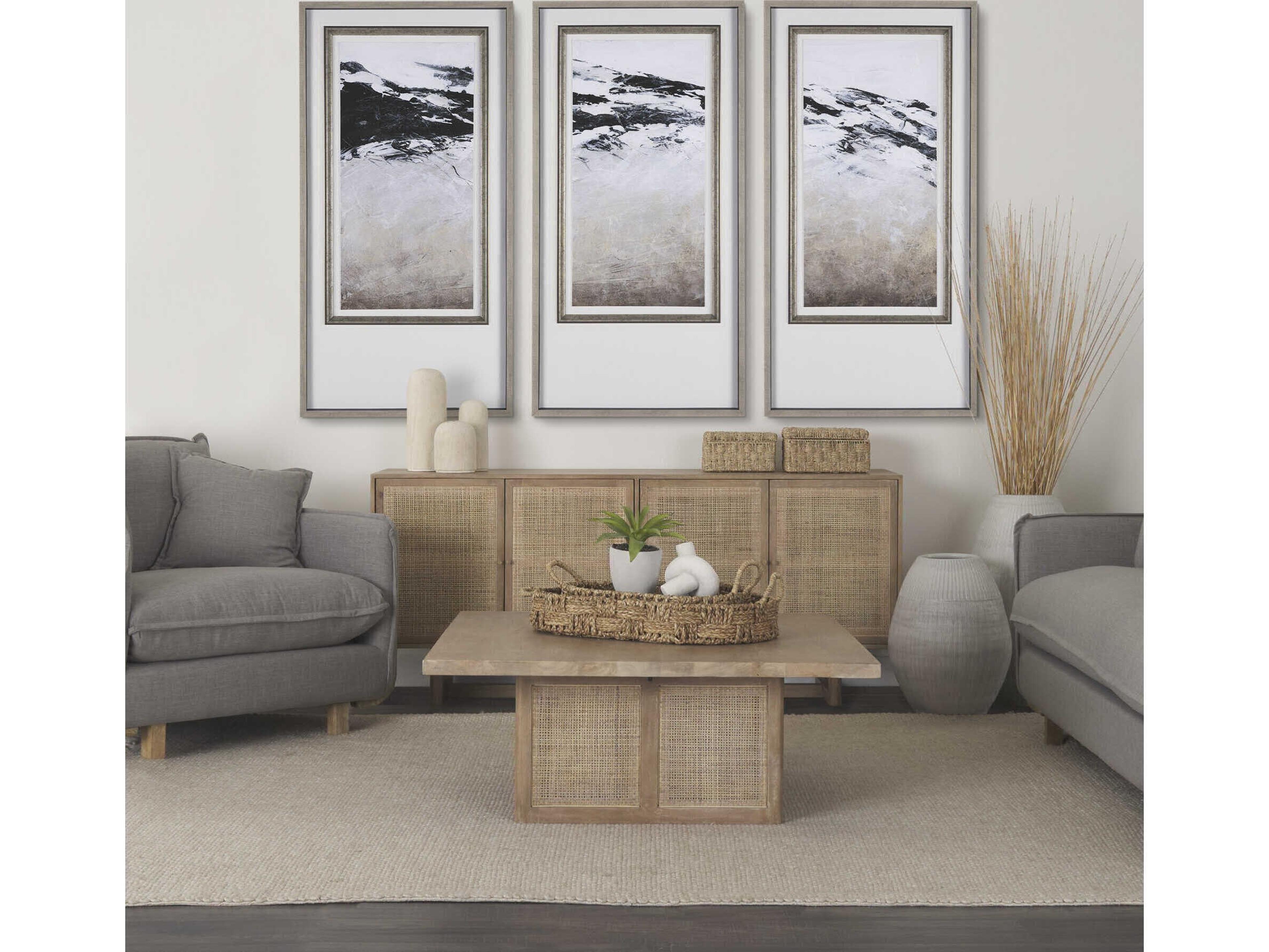 Mercana Grier 42" Square Light Brown Wood w/ Cane Coffee Table