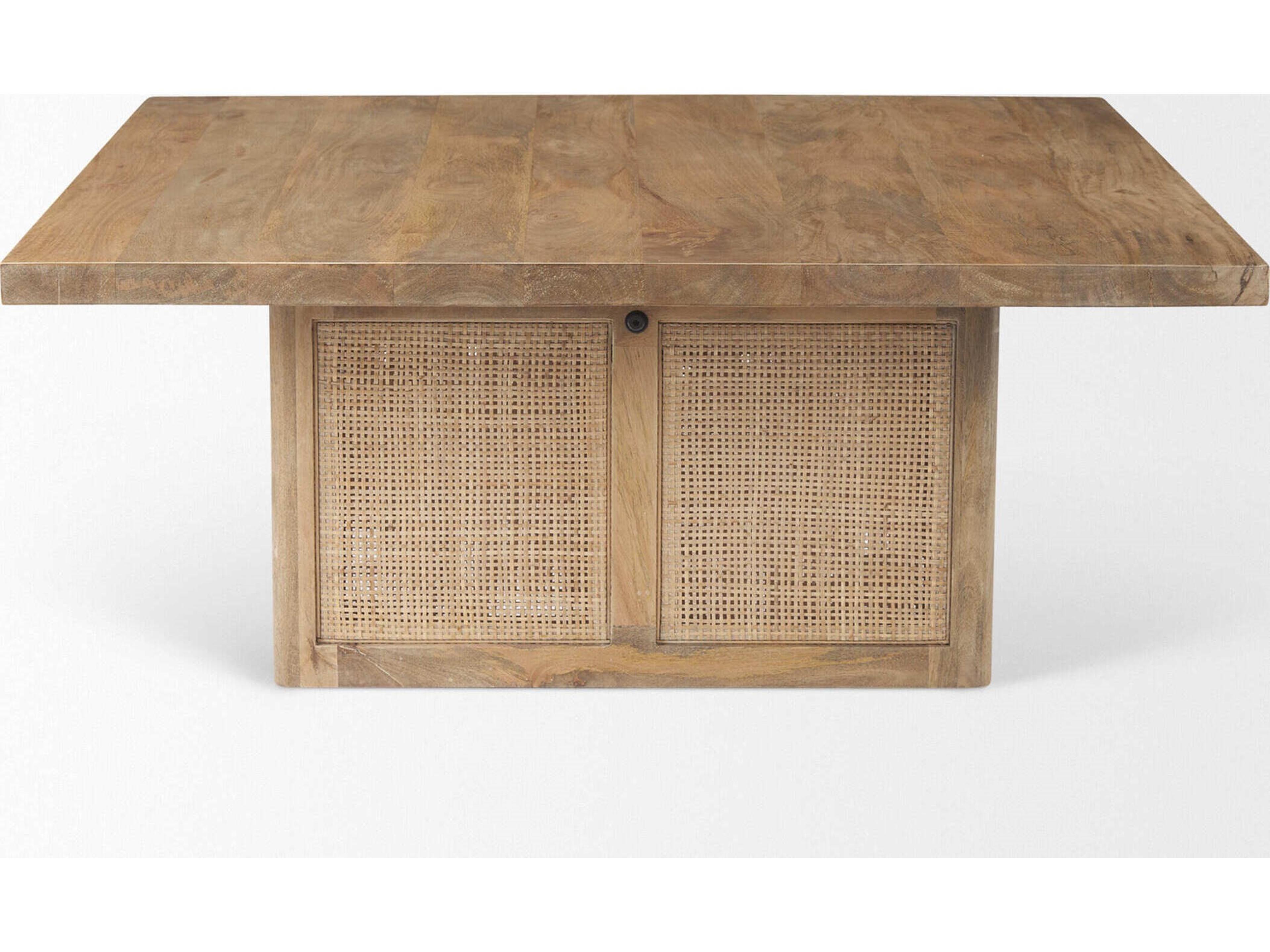 Mercana Grier 42" Square Light Brown Wood w/ Cane Coffee Table