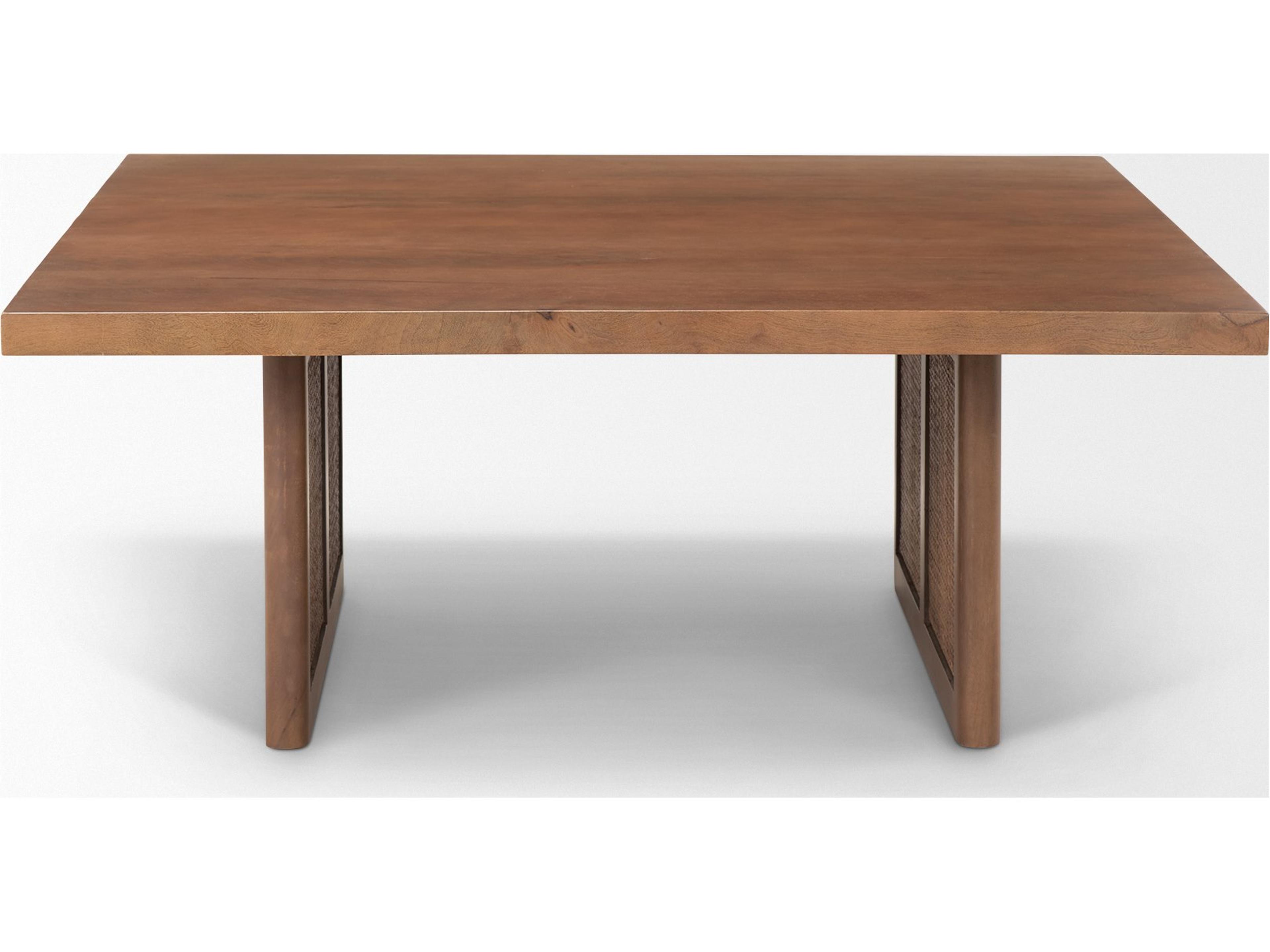 Mercana Grier  42" Square Medium Brown Solid Wood w/ Cane Coffee Table