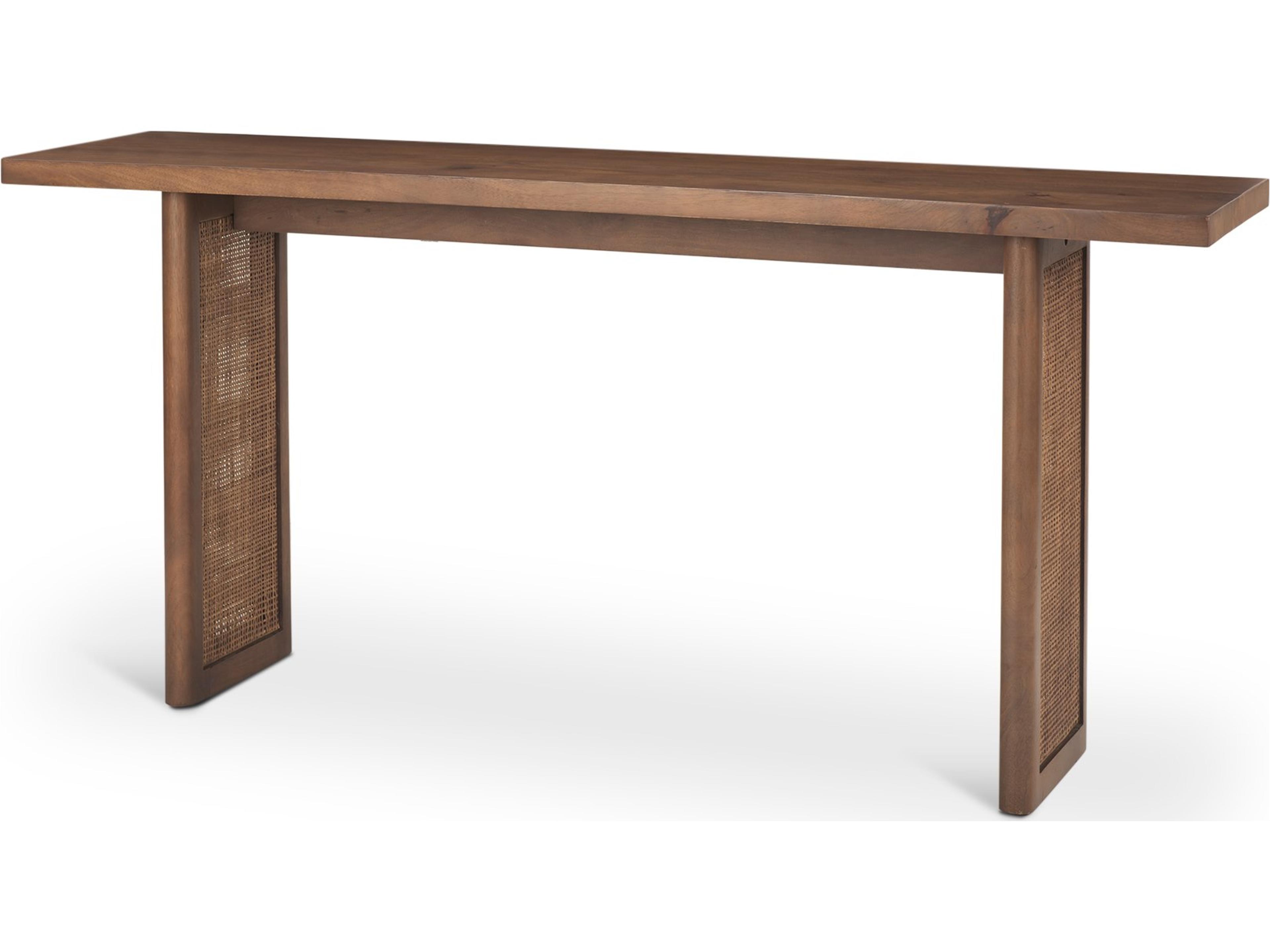 Grier 65" Medium Brown Solid Wood w/ Cane Console Table