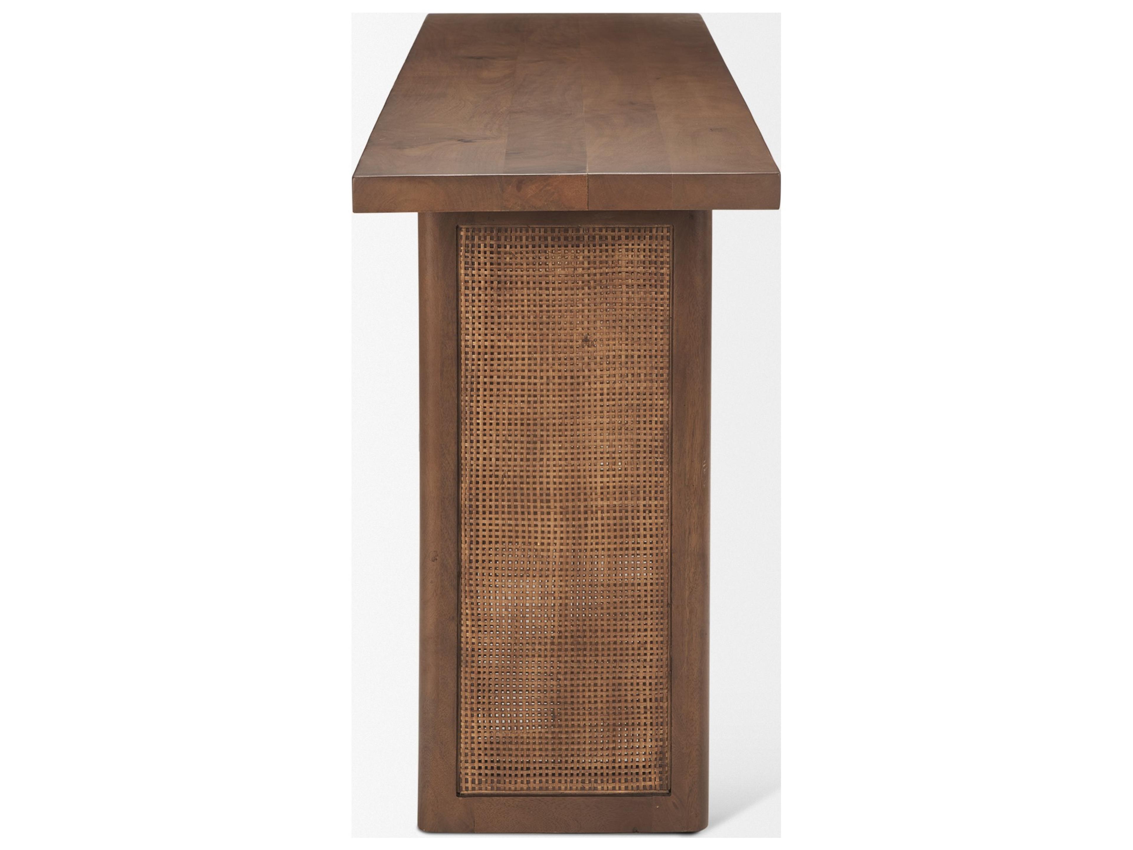 Mercana Grier 65" Medium Brown Solid Wood w/ Cane Console Table