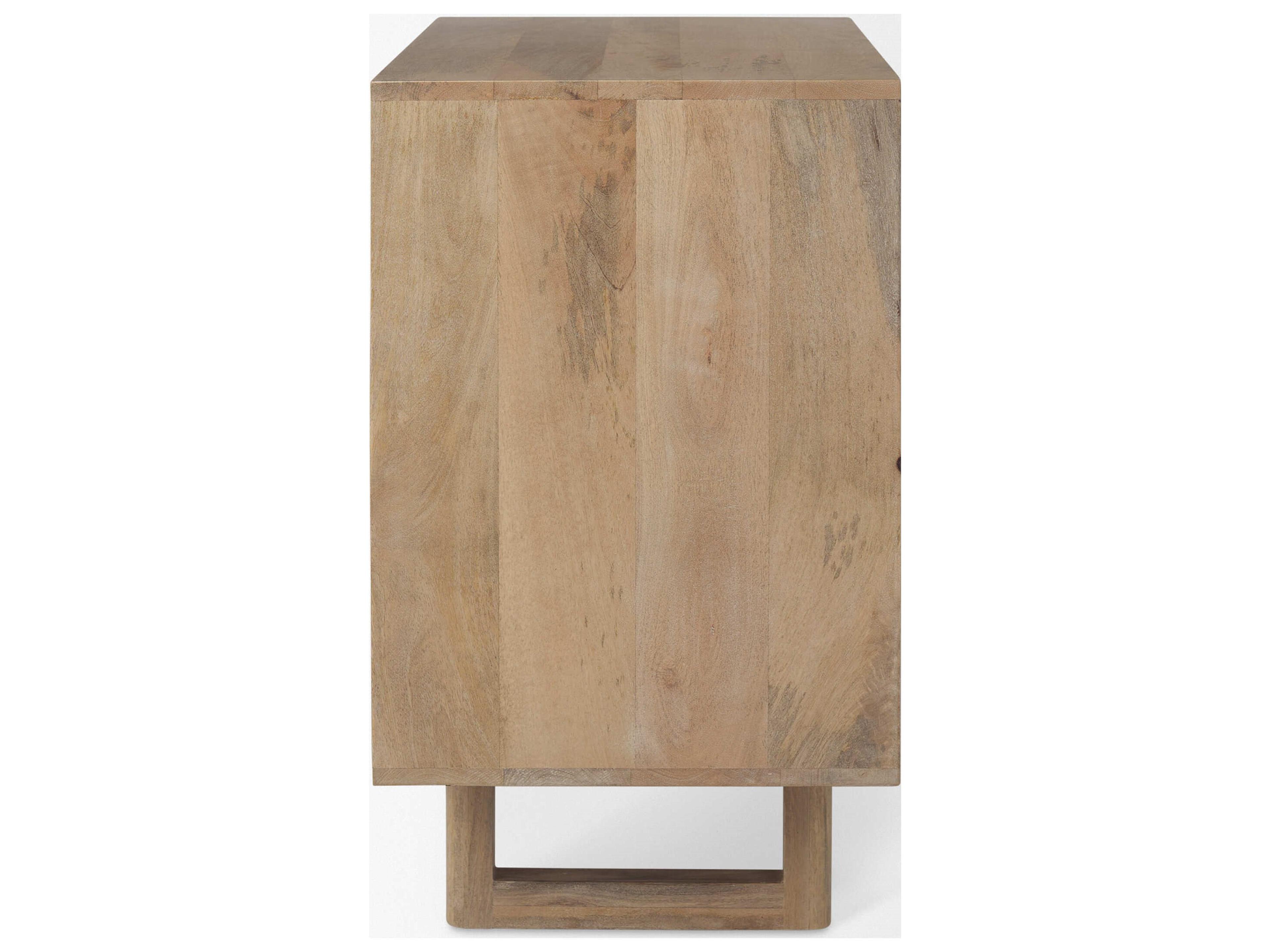 Mercana Grier 36" Light Brown Wood w/ Cane 2 Door Accent Cabinet