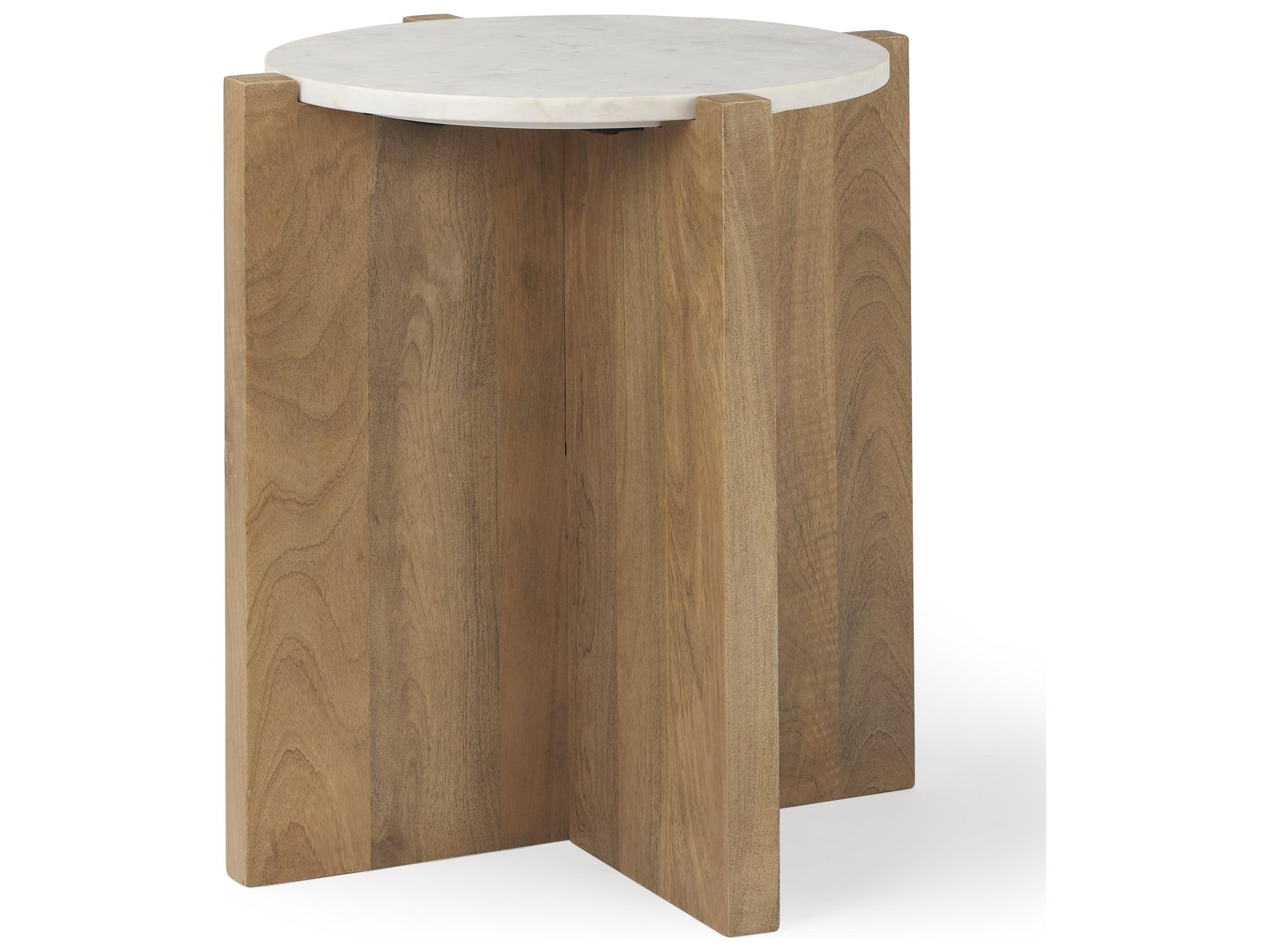 Bianca Wood and Marble Accent Table