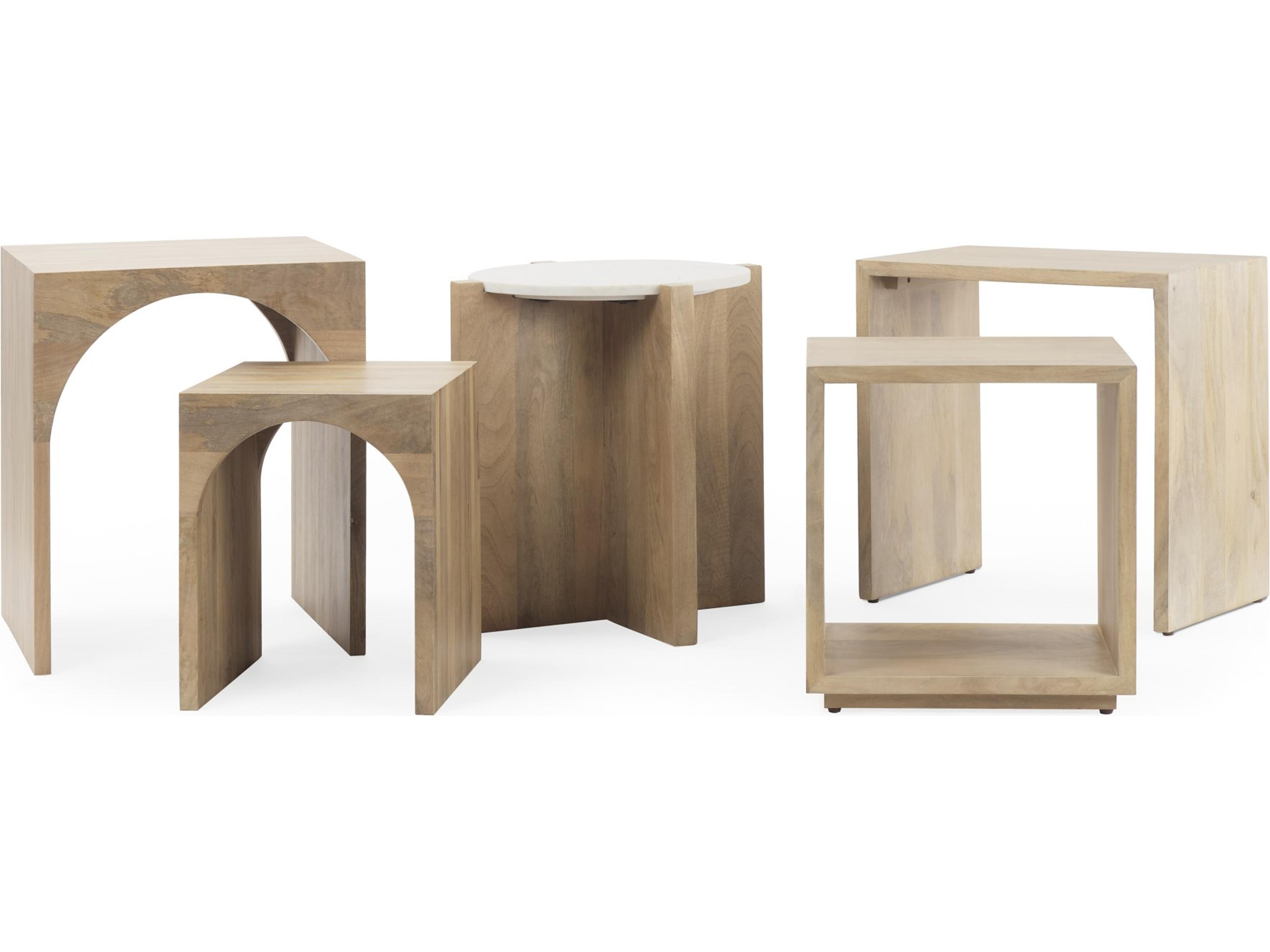 Mercana Bianca Wood and Marble Accent Table