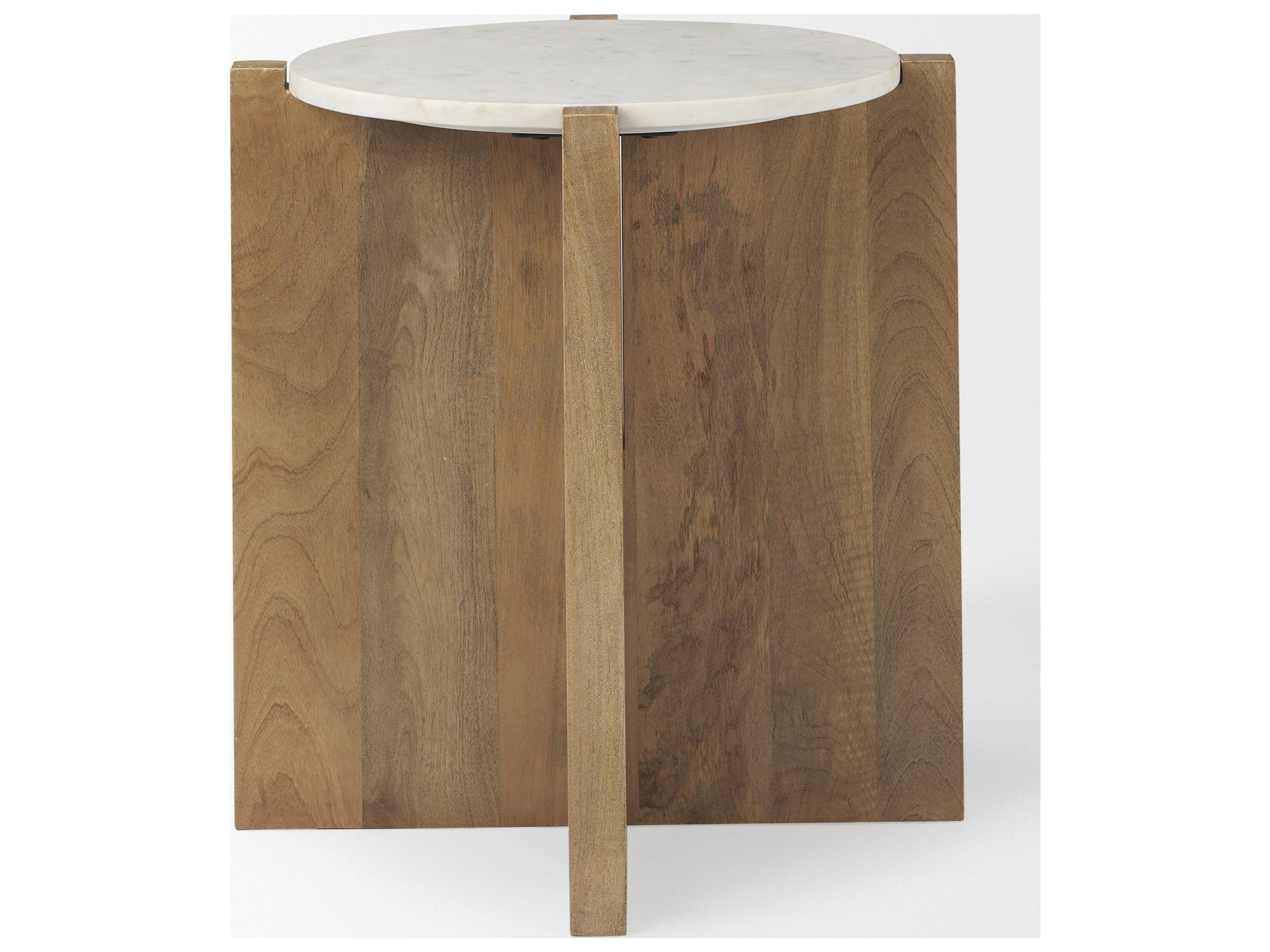 Mercana Bianca Wood and Marble Accent Table