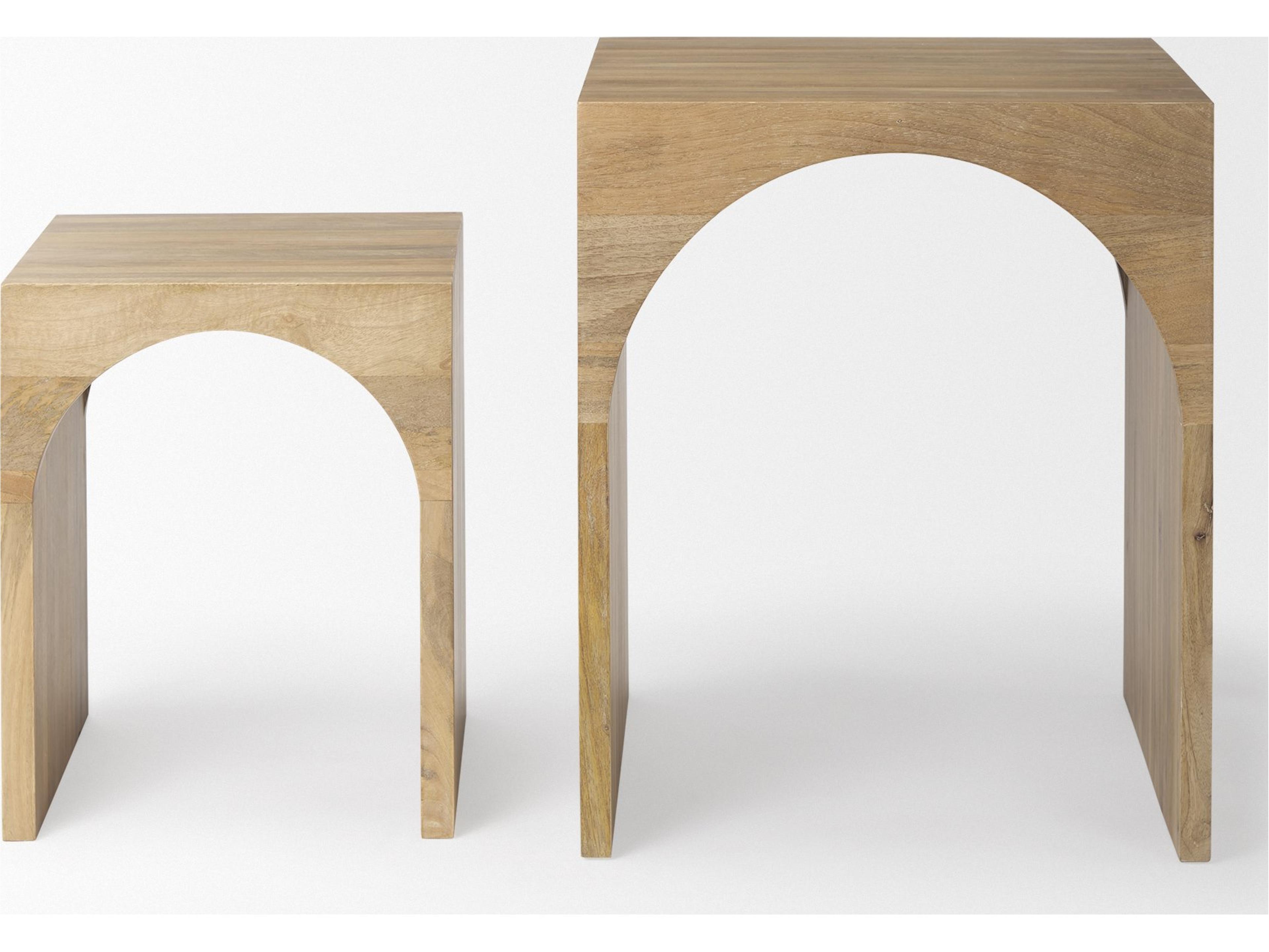Mercana Chloe 20.0L x 20.0W x 24.0H Set of 2 Cottage Wood Nesting Accent Tables