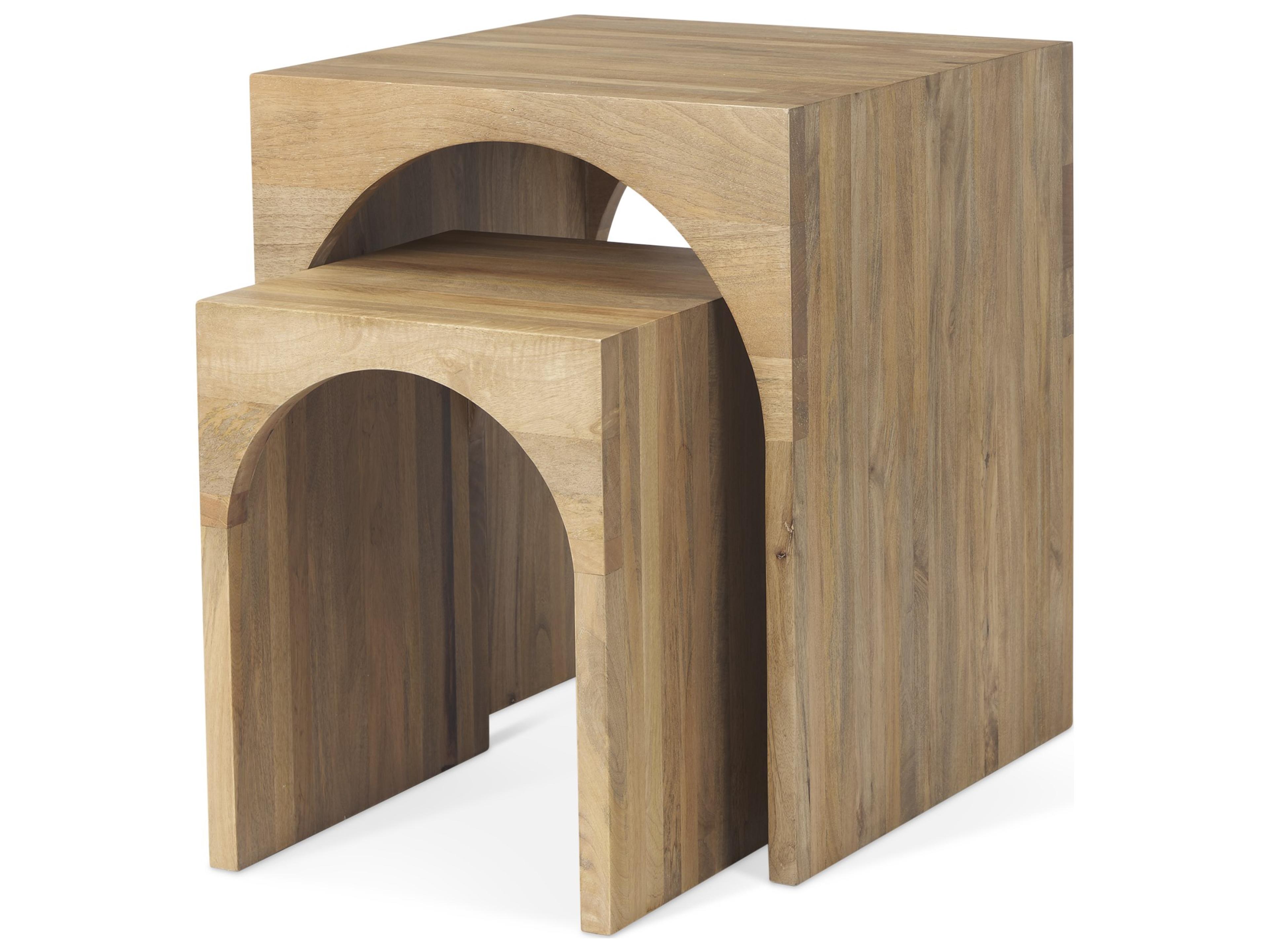 Chloe 20.0L x 20.0W x 24.0H Set of 2 Cottage Wood Nesting Accent Tables