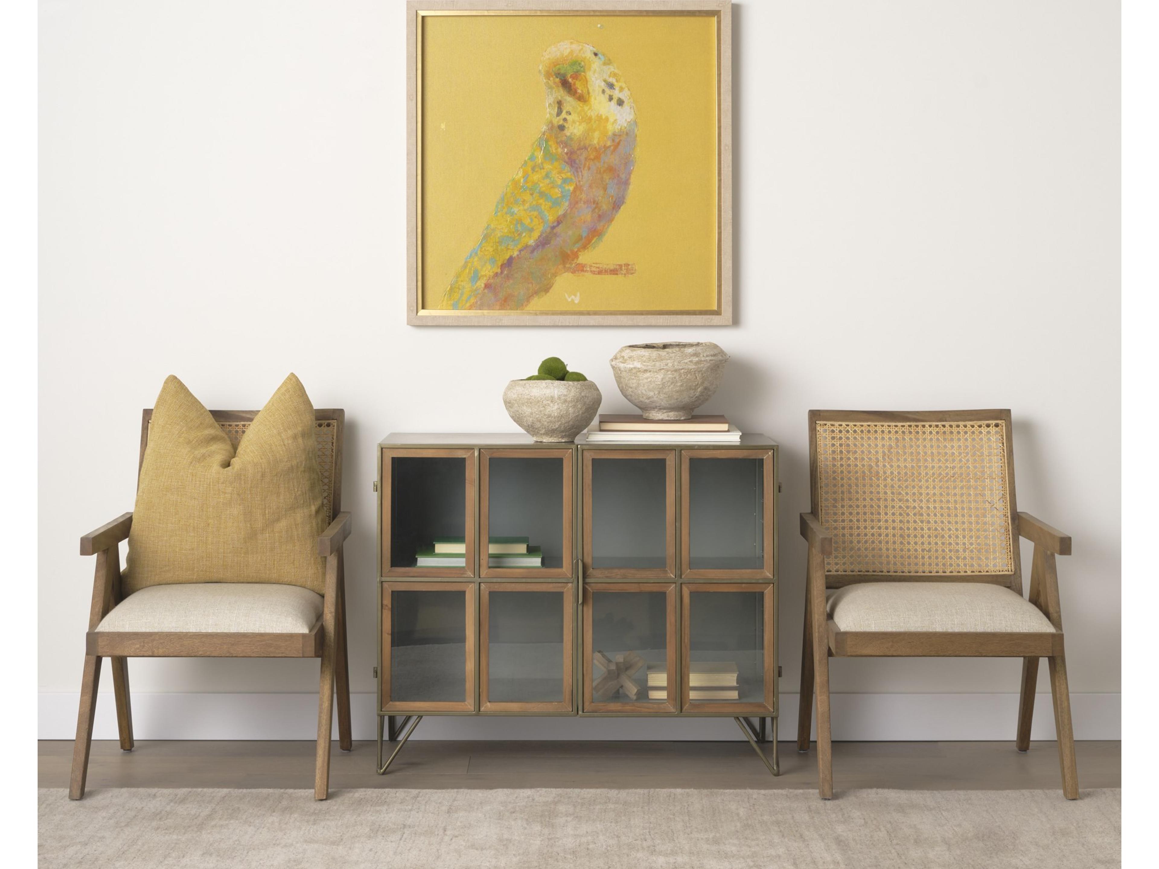 Mercana Pandora Dark Brass Metal W/Red Wood 2 Door Accent Cabinet