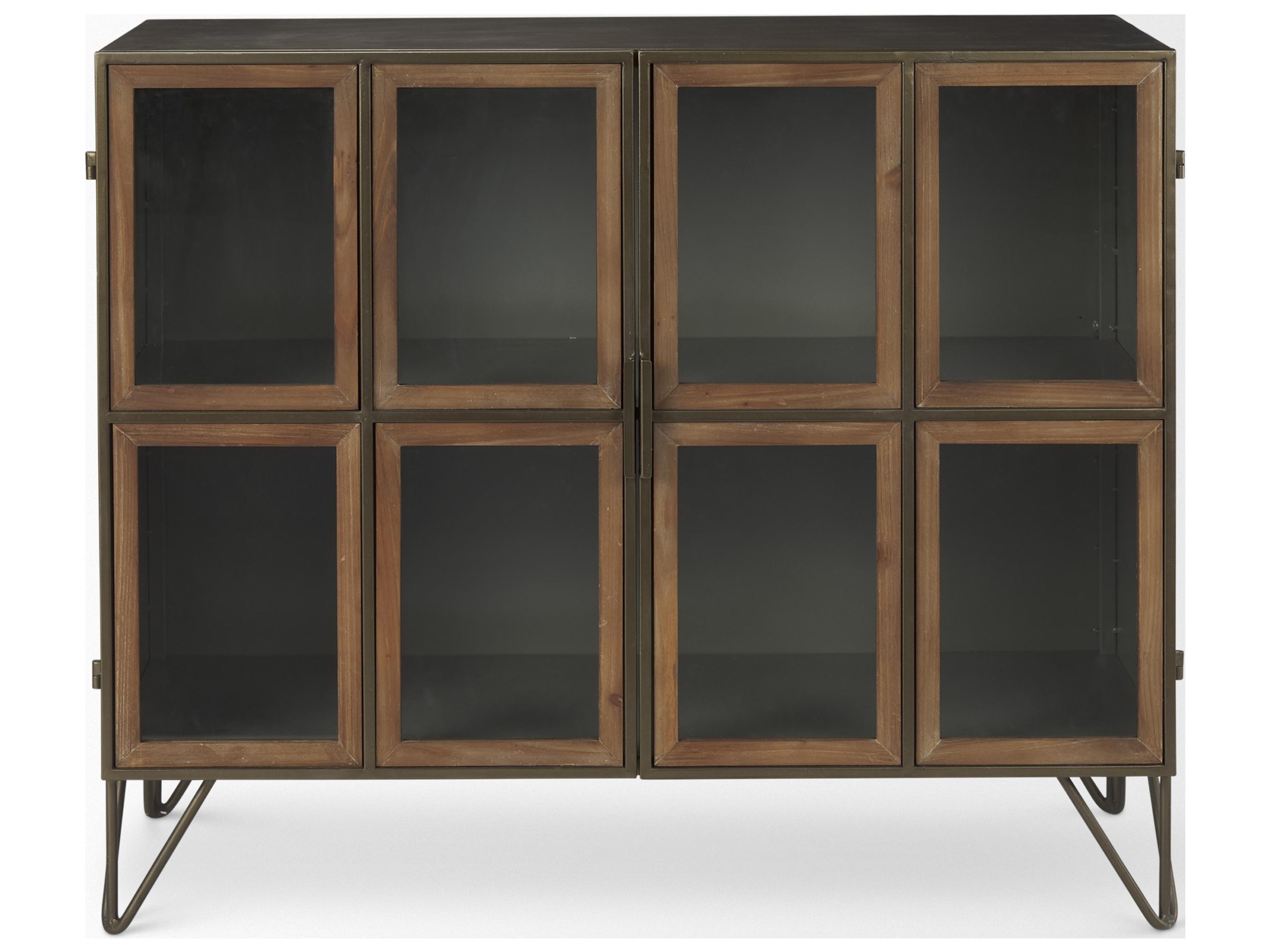 Mercana Pandora Dark Brass Metal W/Red Wood 2 Door Accent Cabinet