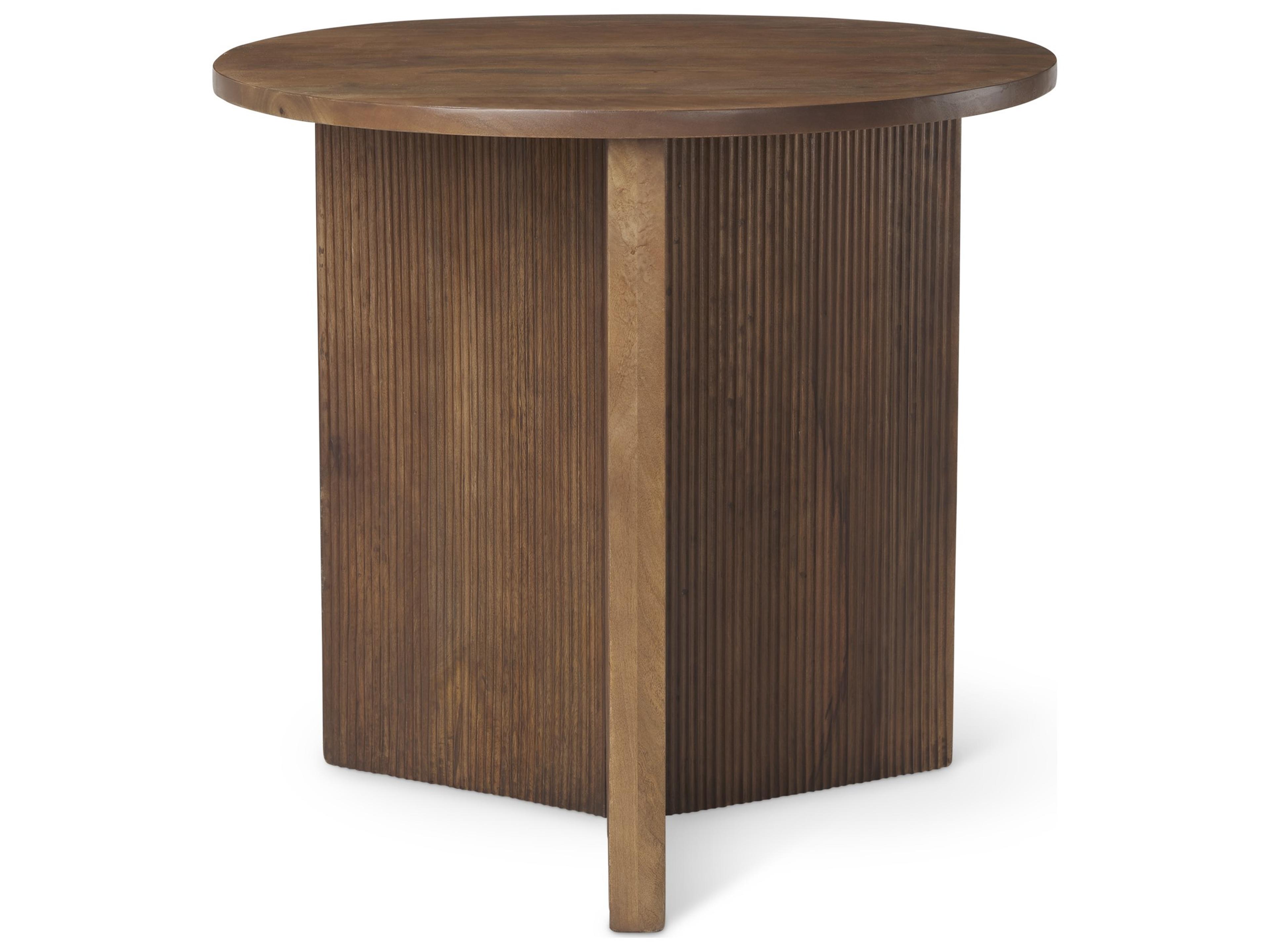 Enzo 32" Round Tabletop w/ Fluted Wood Base Foyer Accent Table