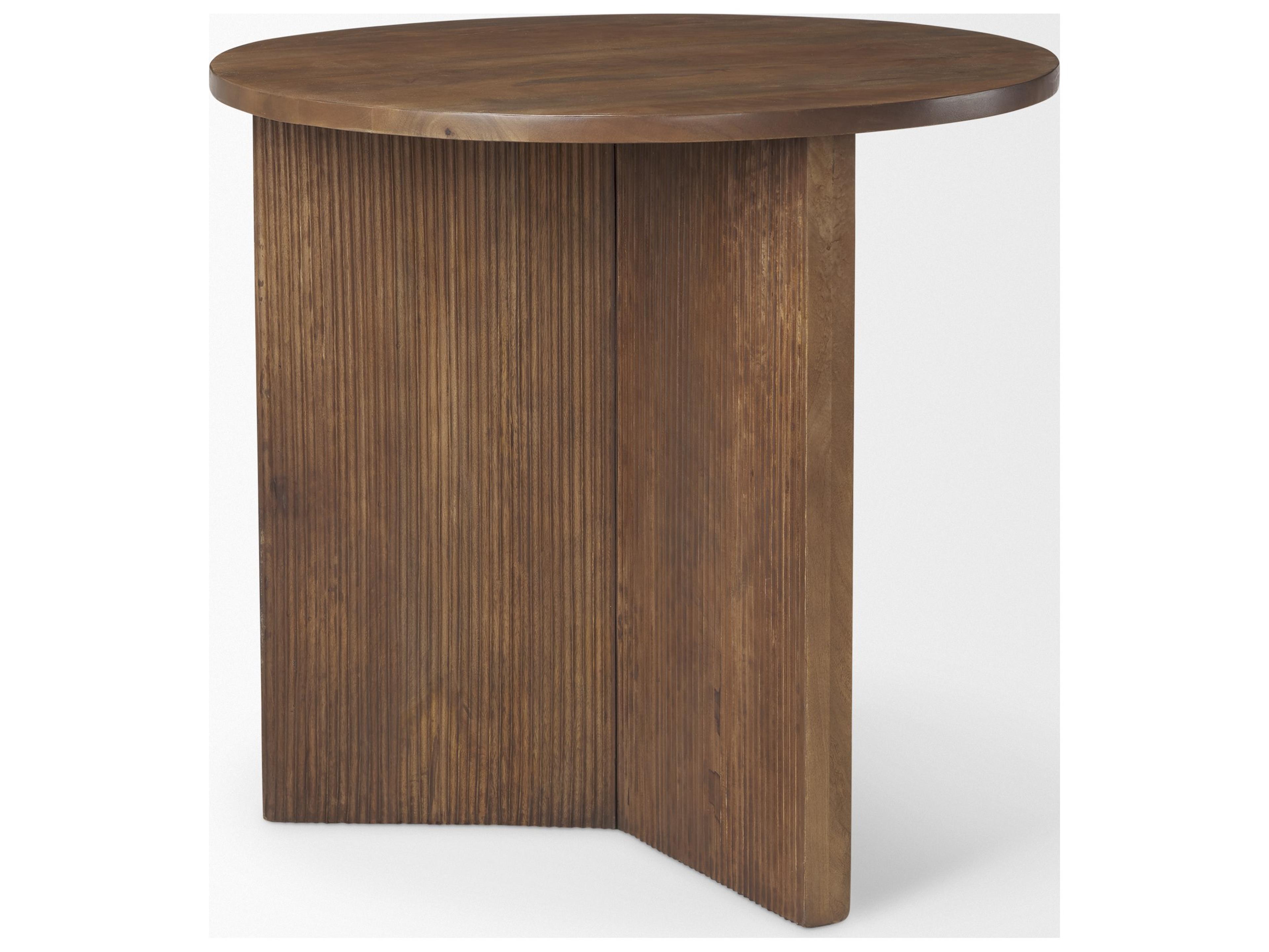 Mercana Enzo 32" Round Tabletop w/ Fluted Wood Base Foyer Accent Table
