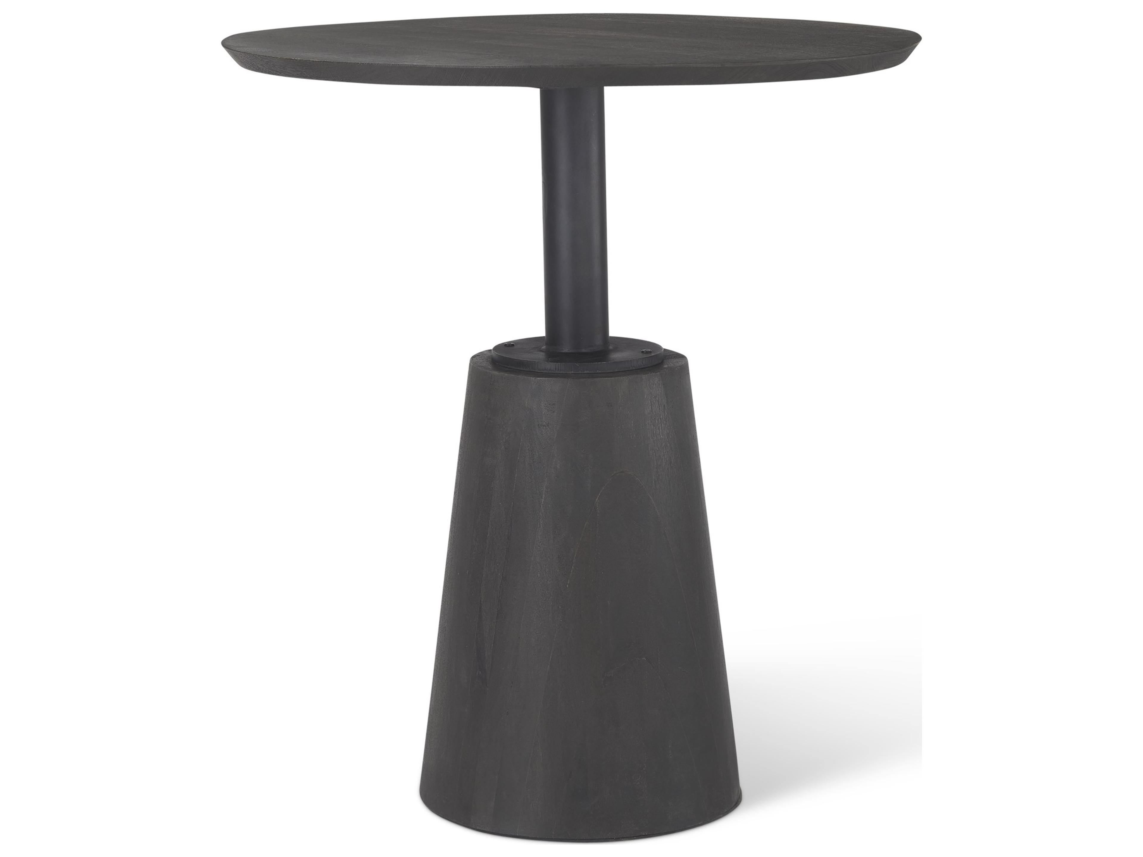 Maxwell 32" Round Black-Brown Wood w/ Black Metal Pedestal Bistro Table