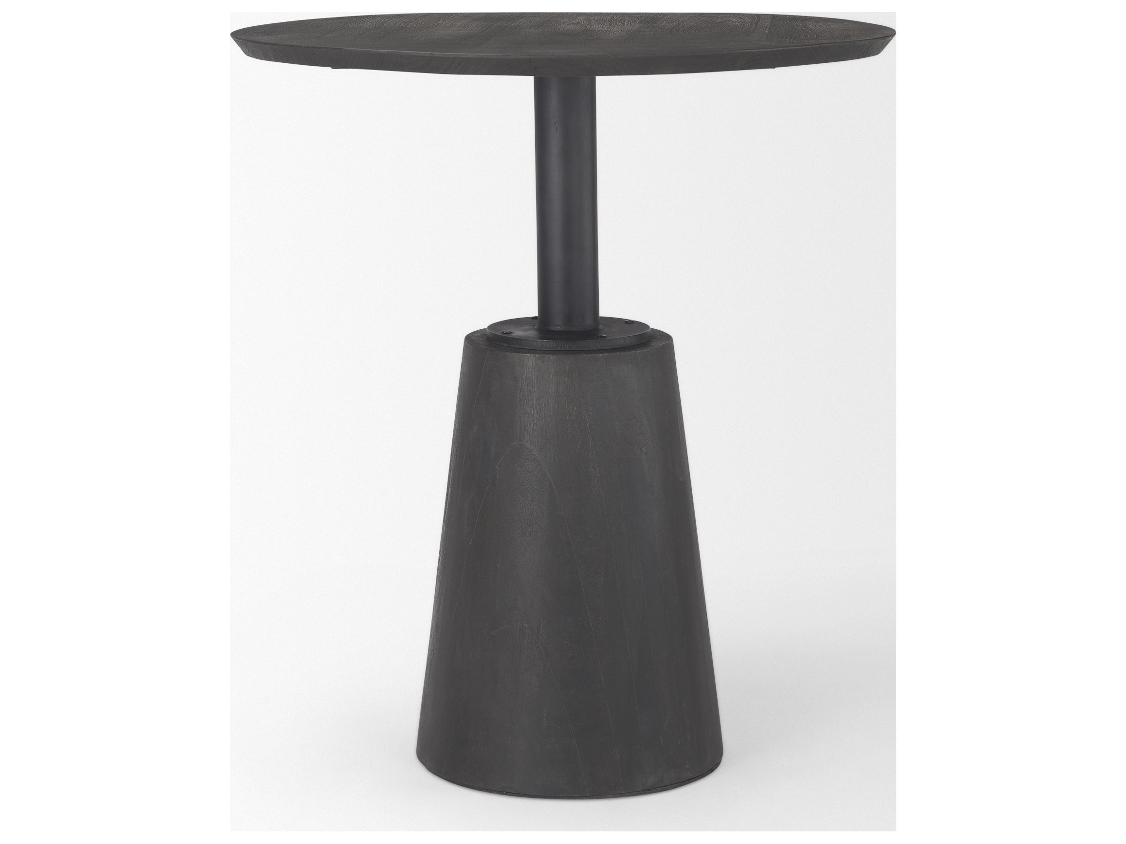 Mercana Maxwell 32" Round Black-Brown Wood w/ Black Metal Pedestal Bistro Table