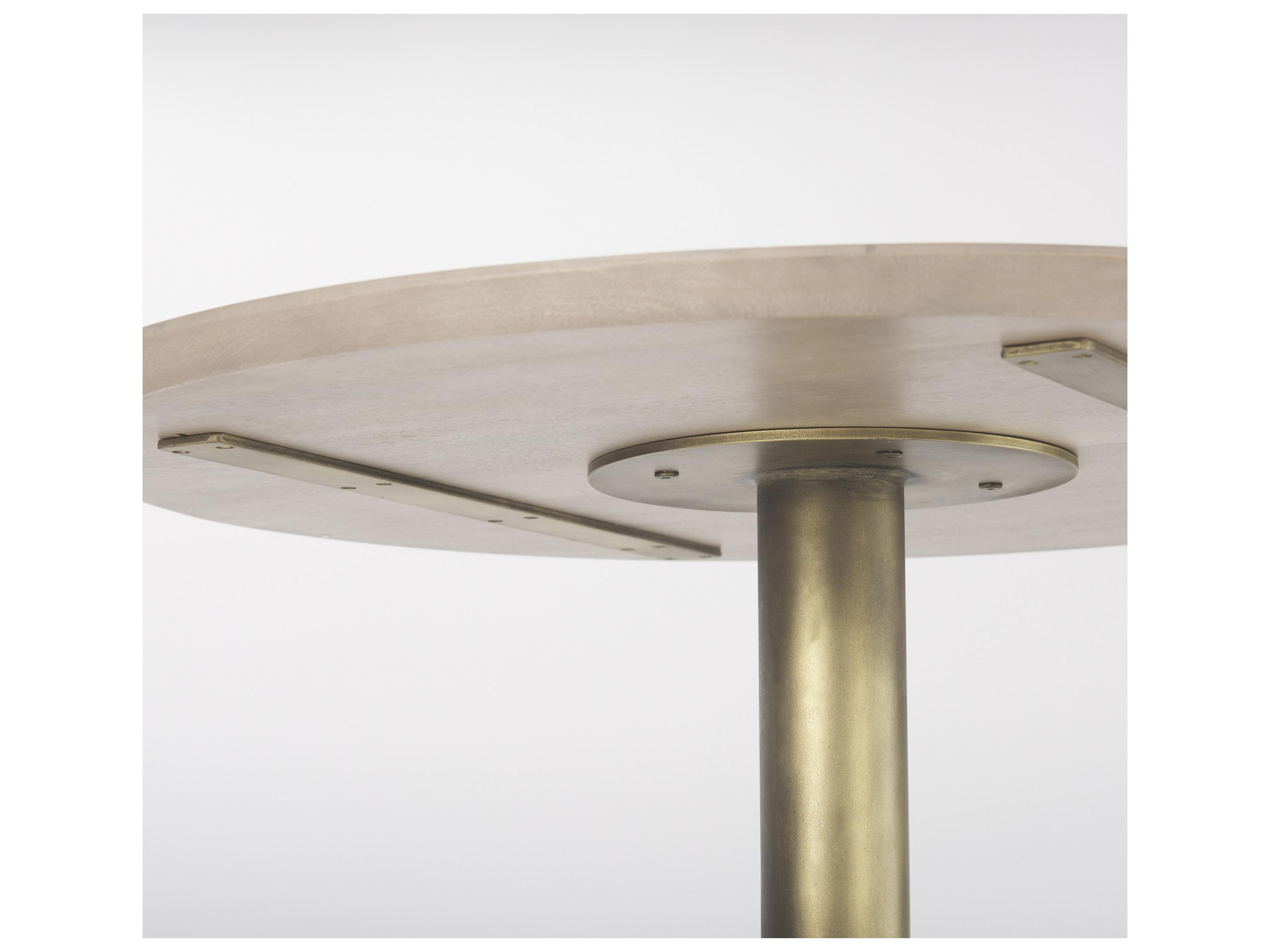 Mercana Maxwell 32" Round Light Wood Tabletop & Base w/ Gold Metal Accent Pedestal Bistro Table