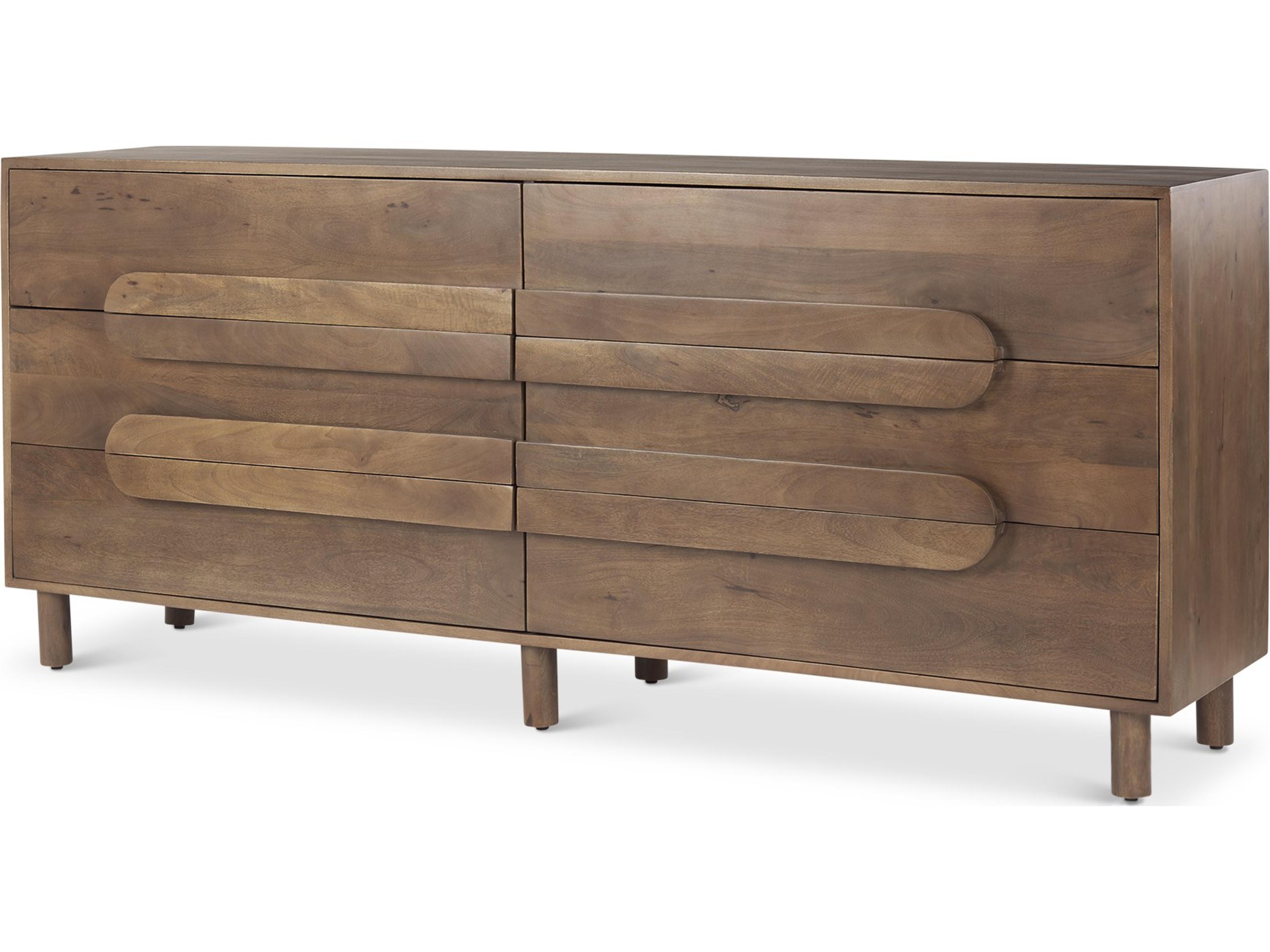 Astrid 71L x 17W x 30.3H Medium Brown Solid Wood 6 Drawer Sideboard