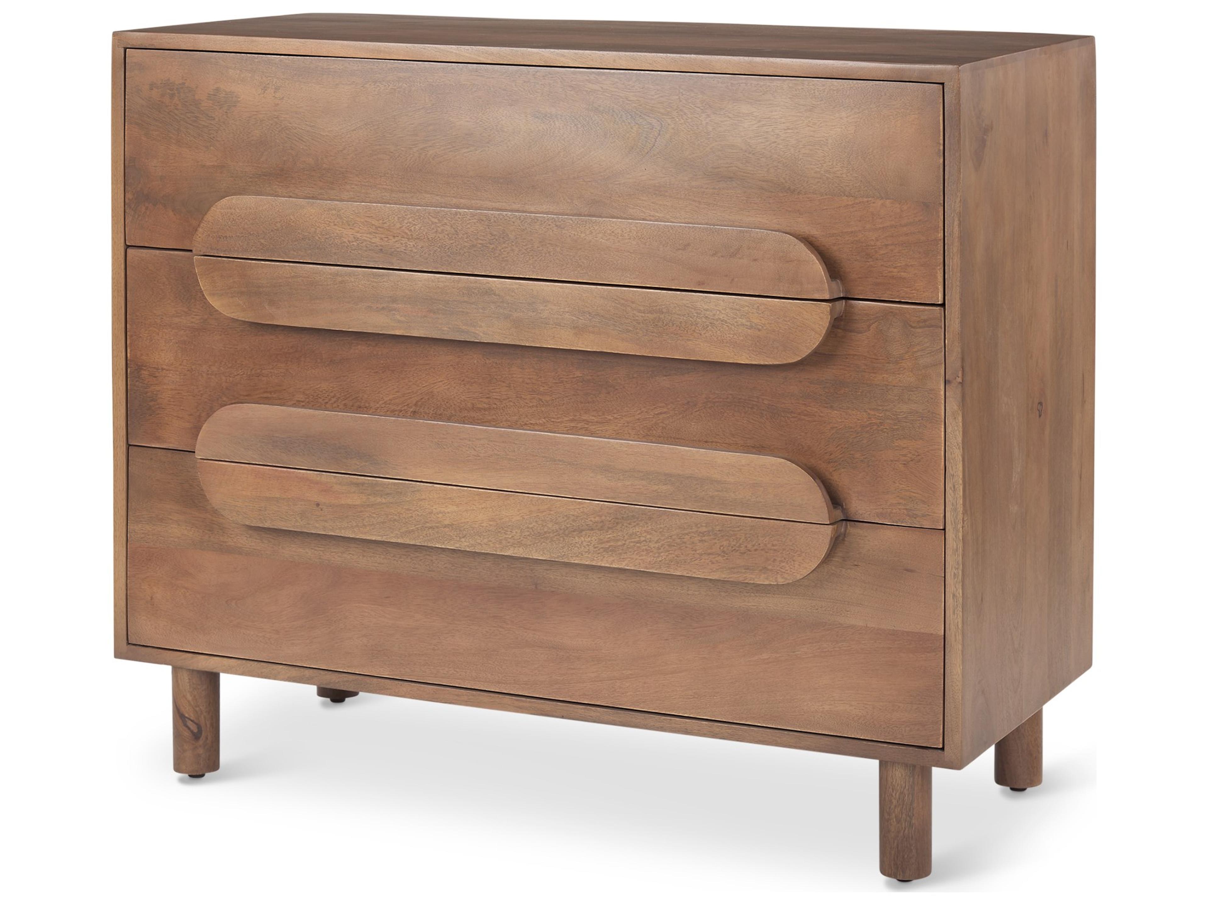 Astrid  36L x 17W x 30.3H Medium Brown Solid Wood 3 Drawer Cabinet