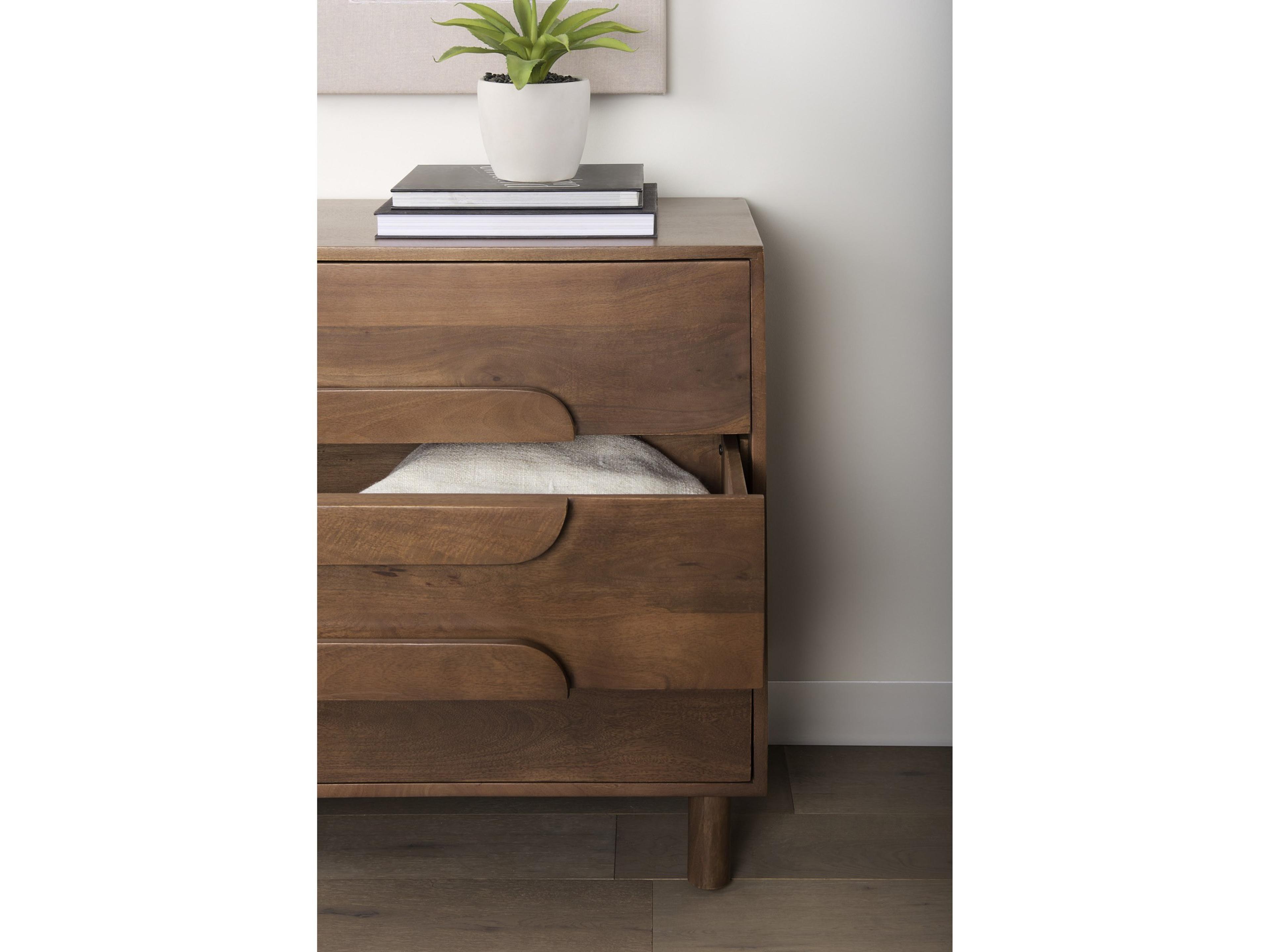 Mercana Astrid  36L x 17W x 30.3H Medium Brown Solid Wood 3 Drawer Cabinet