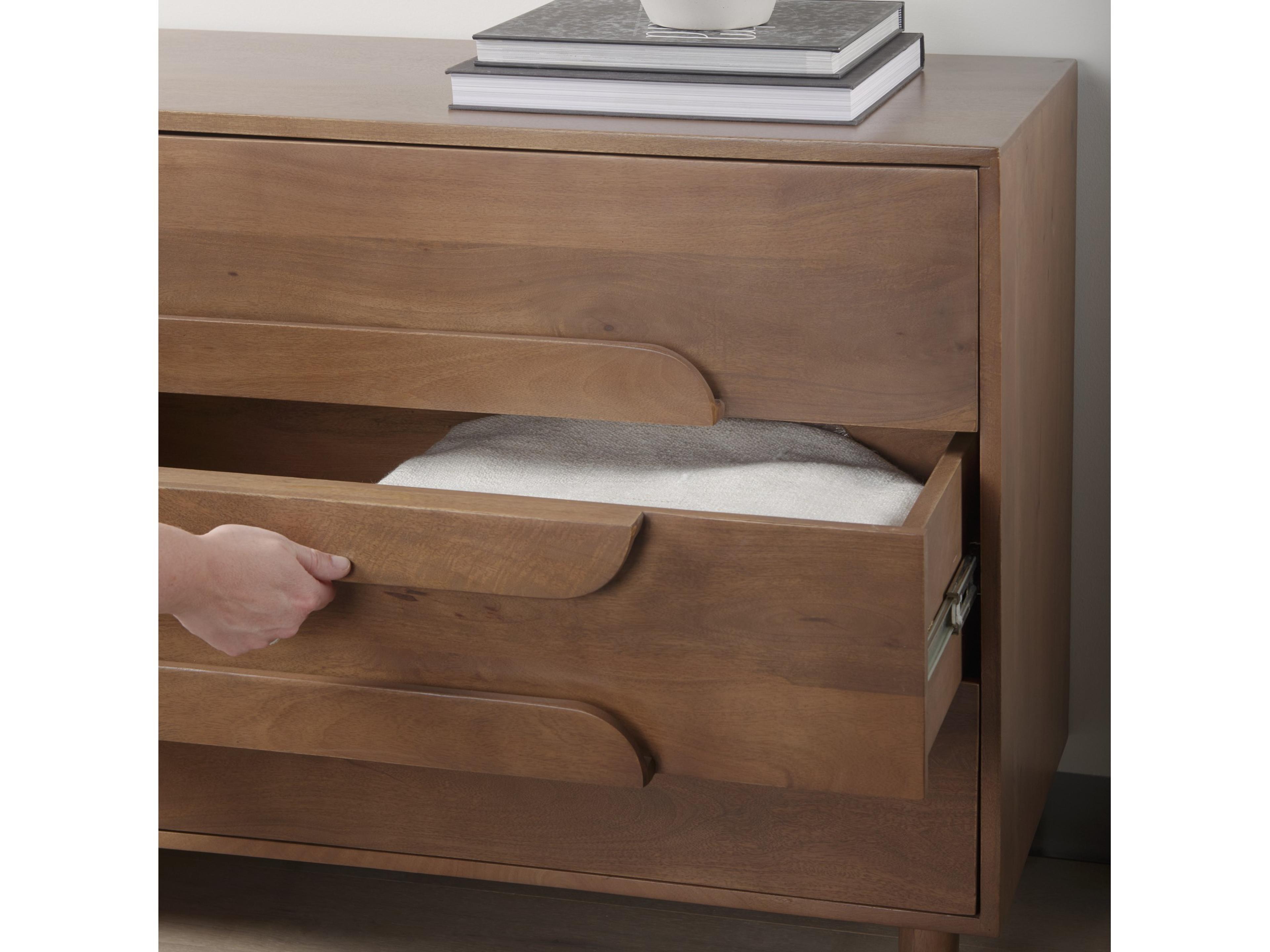 Mercana Astrid  36L x 17W x 30.3H Medium Brown Solid Wood 3 Drawer Cabinet