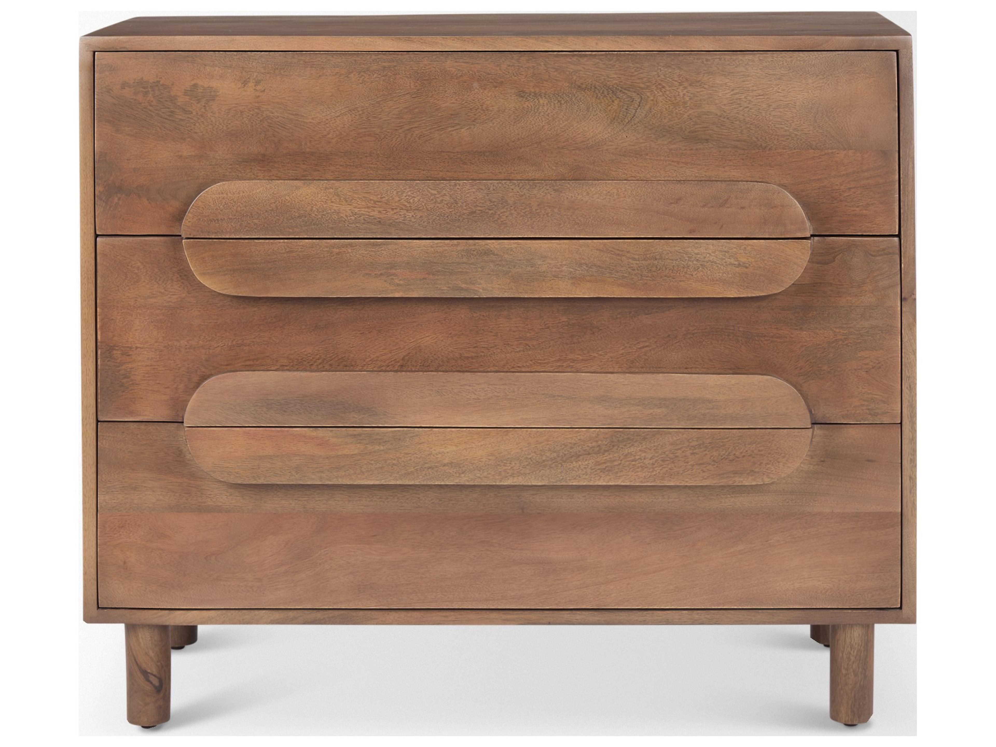 Mercana Astrid  36L x 17W x 30.3H Medium Brown Solid Wood 3 Drawer Cabinet