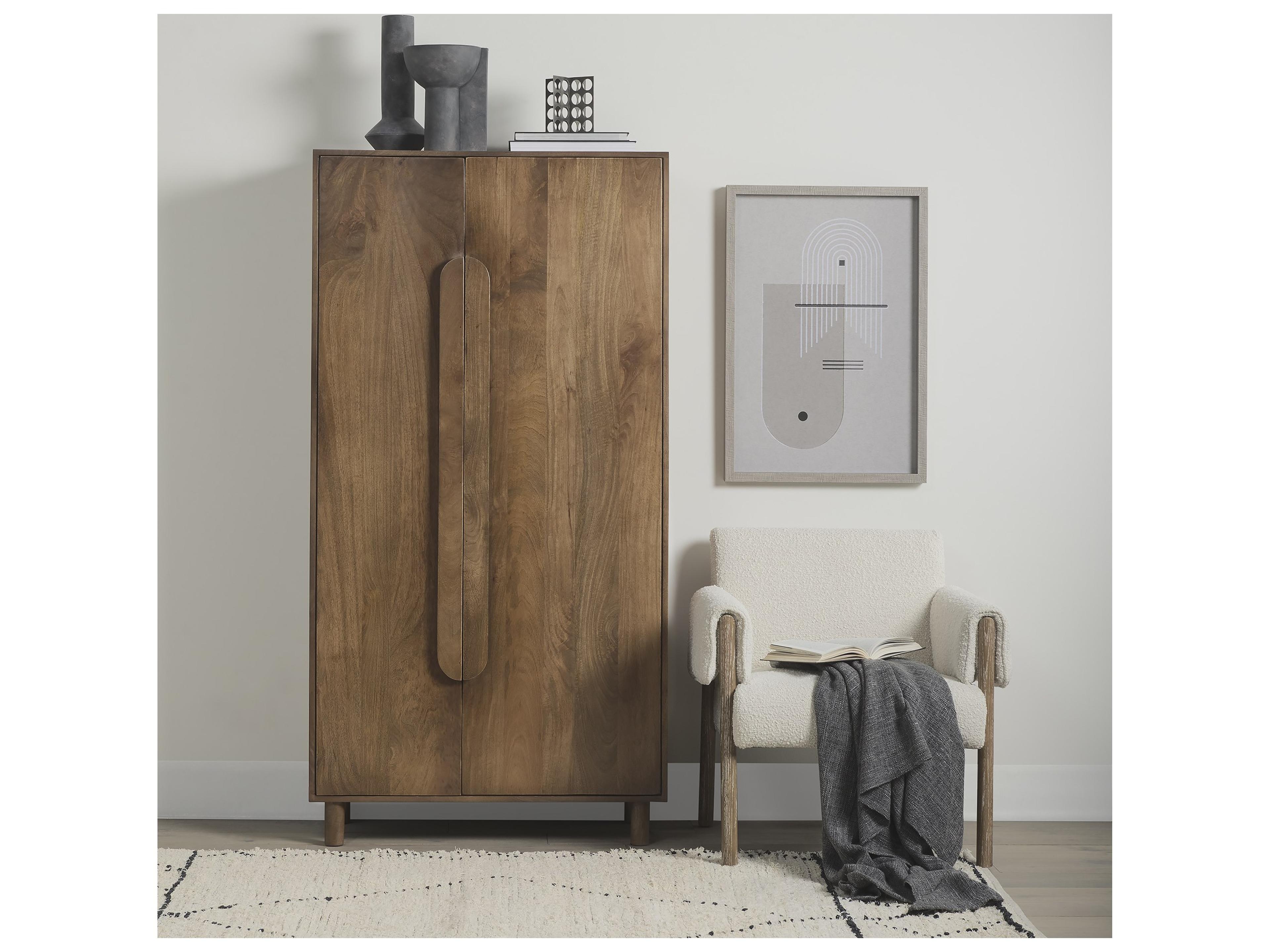 Mercana Astrid 36.0L x 17.0W x 70.0H Medium Brown Solid Wood Armoire