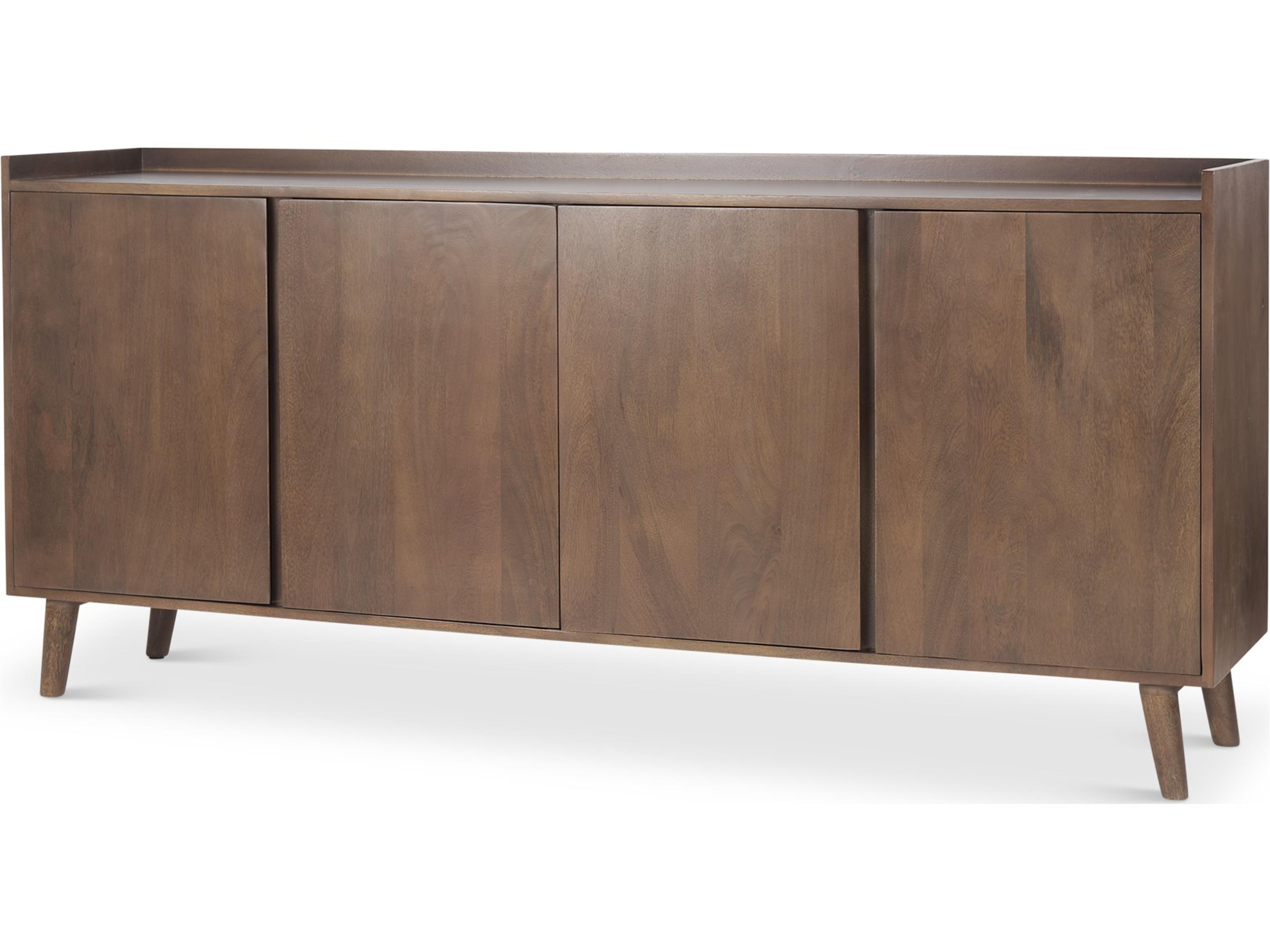 Lillie Medium Brown Wood 4 Door Tray Top Sideboard