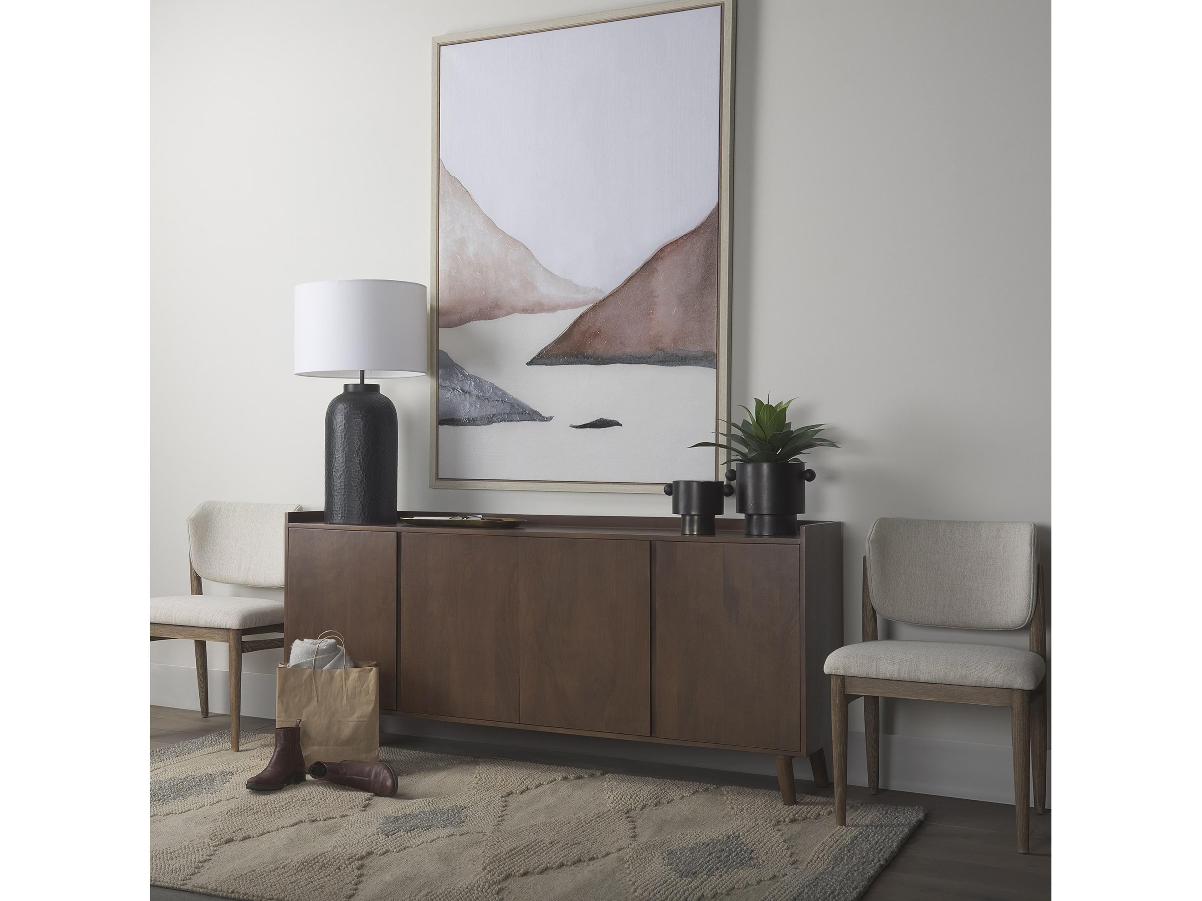 Mercana Lillie Medium Brown Wood 4 Door Tray Top Sideboard