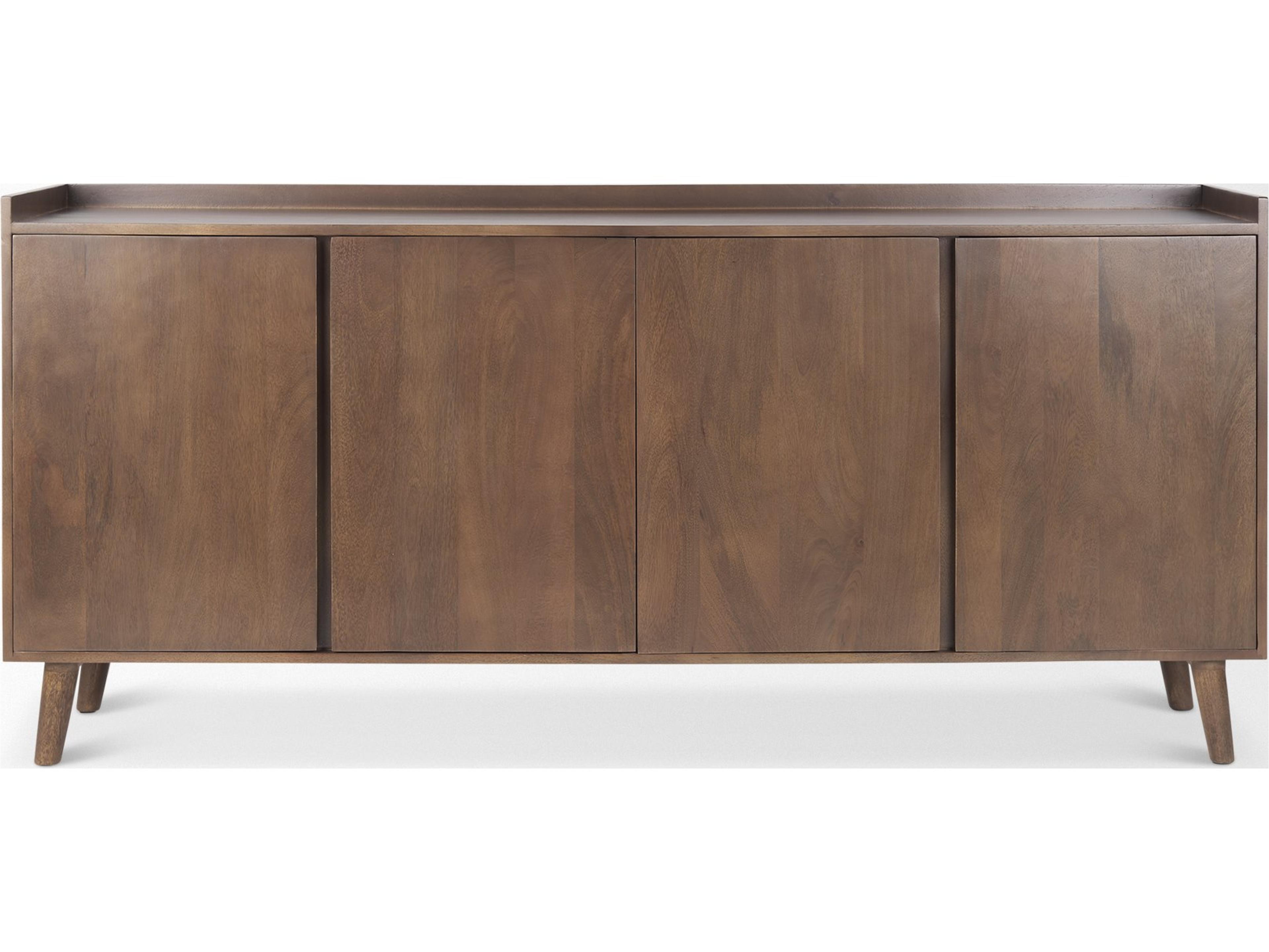 Mercana Lillie Medium Brown Wood 4 Door Tray Top Sideboard