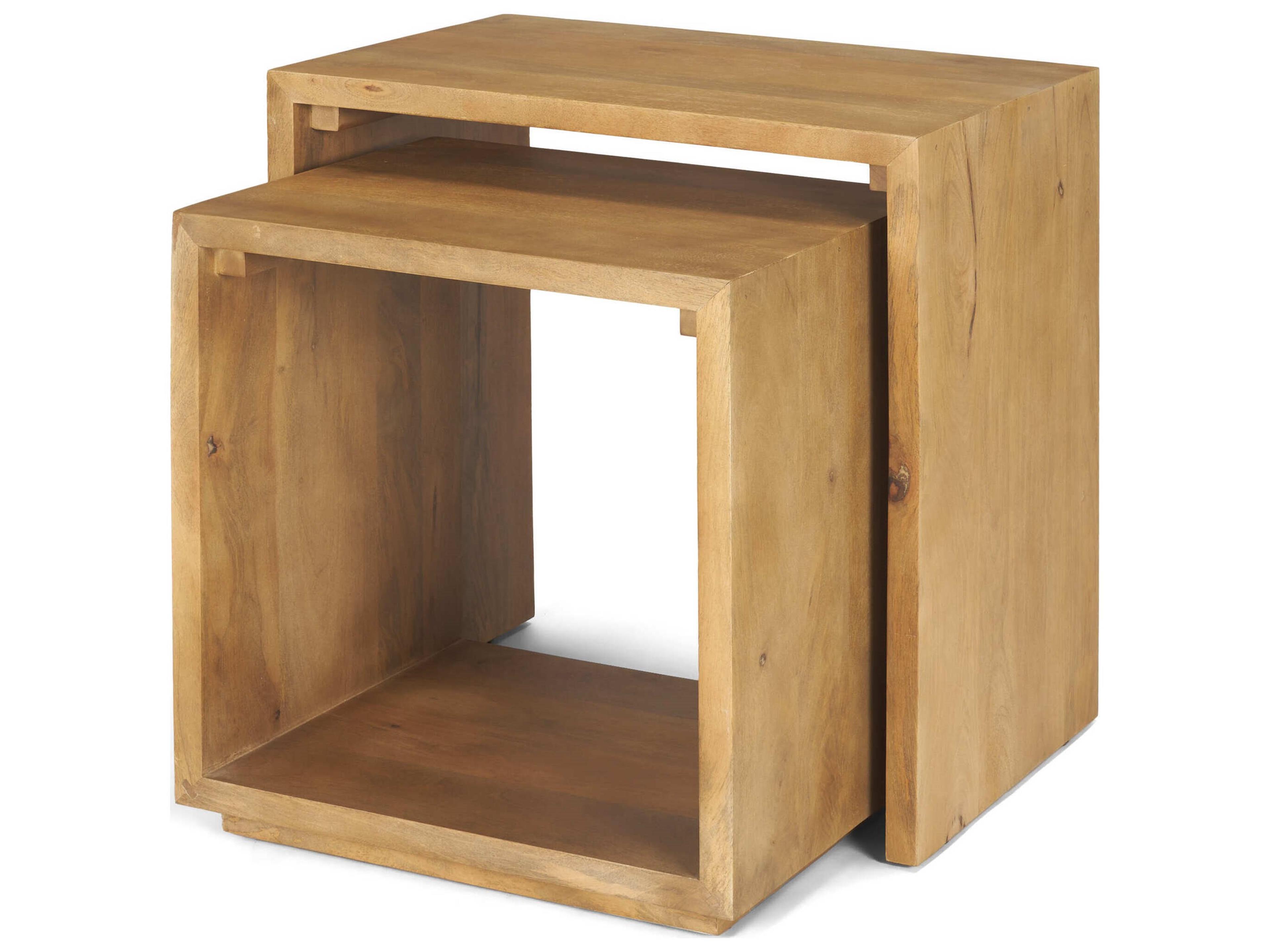 Alanna 22.0L x 15.0W x 22.0H Set of 2 Brown Wood Nesting Accent Tables