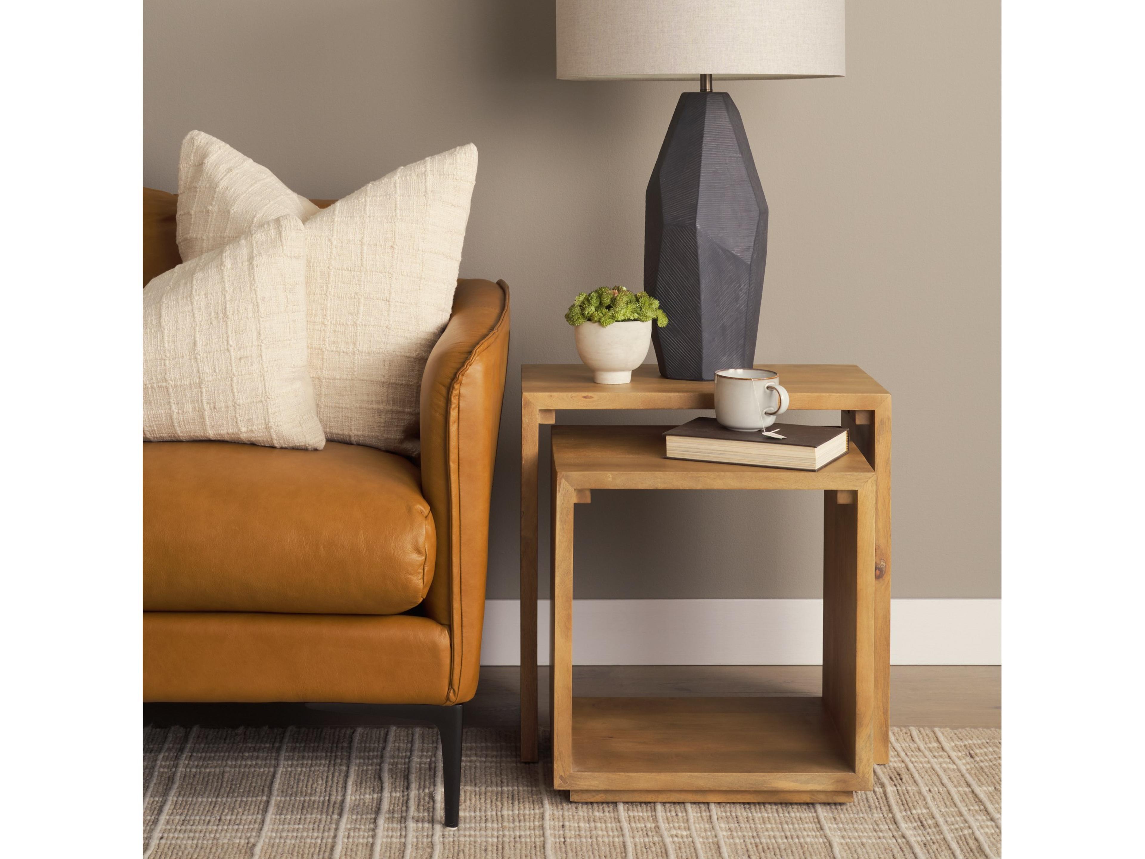 Mercana Alanna 22.0L x 15.0W x 22.0H Set of 2 Brown Wood Nesting Accent Tables