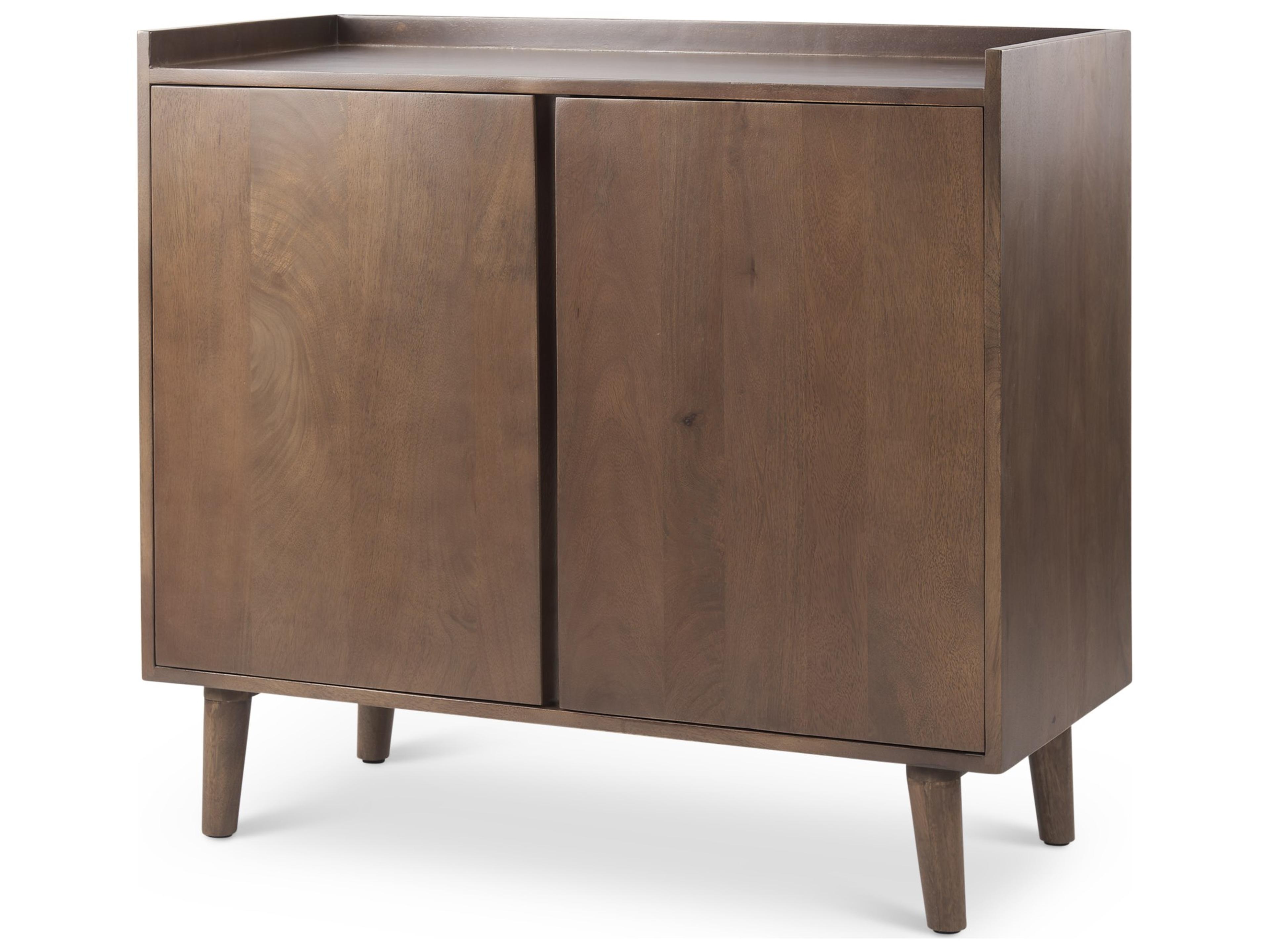 Lillie 36.0L x 16.0W x 32.0H Medium Brown Wood 2 Door Tray Top Accent Cabinet