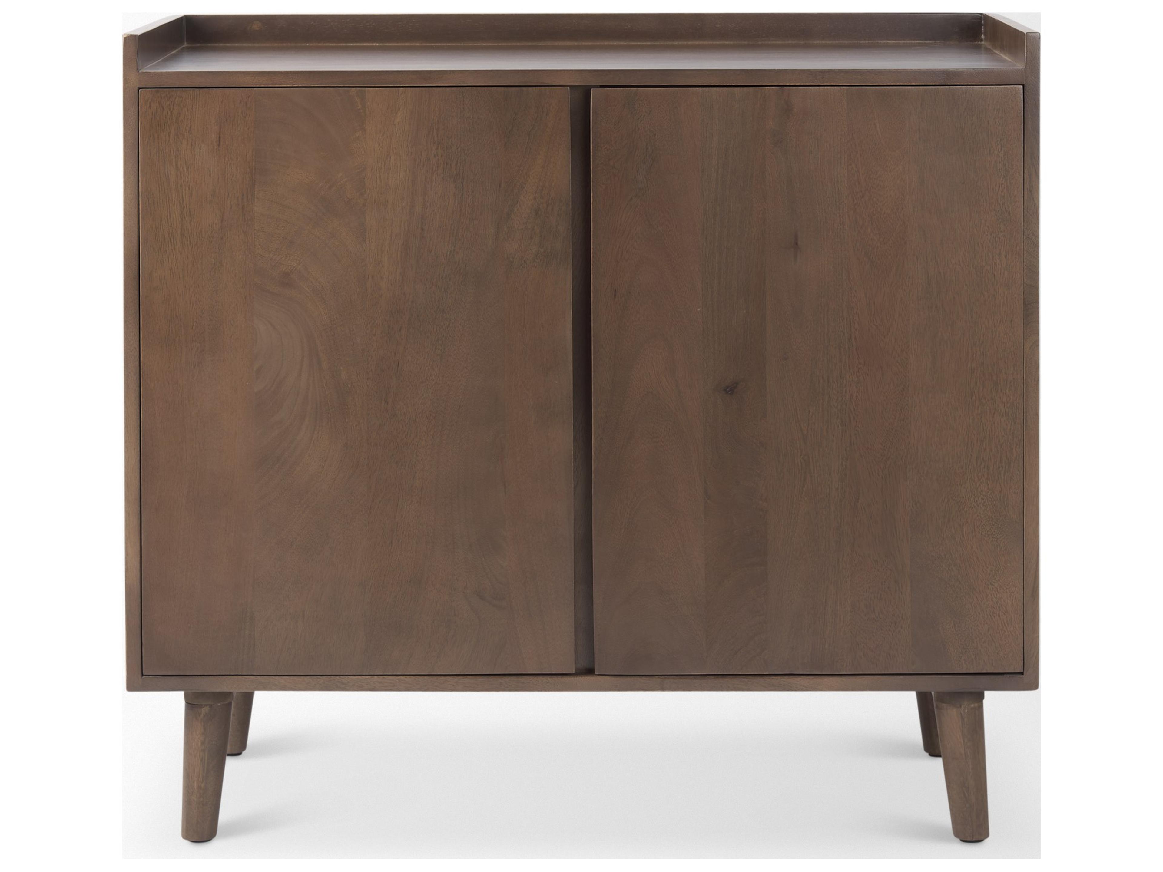 Mercana Lillie 36.0L x 16.0W x 32.0H Medium Brown Wood 2 Door Tray Top Accent Cabinet
