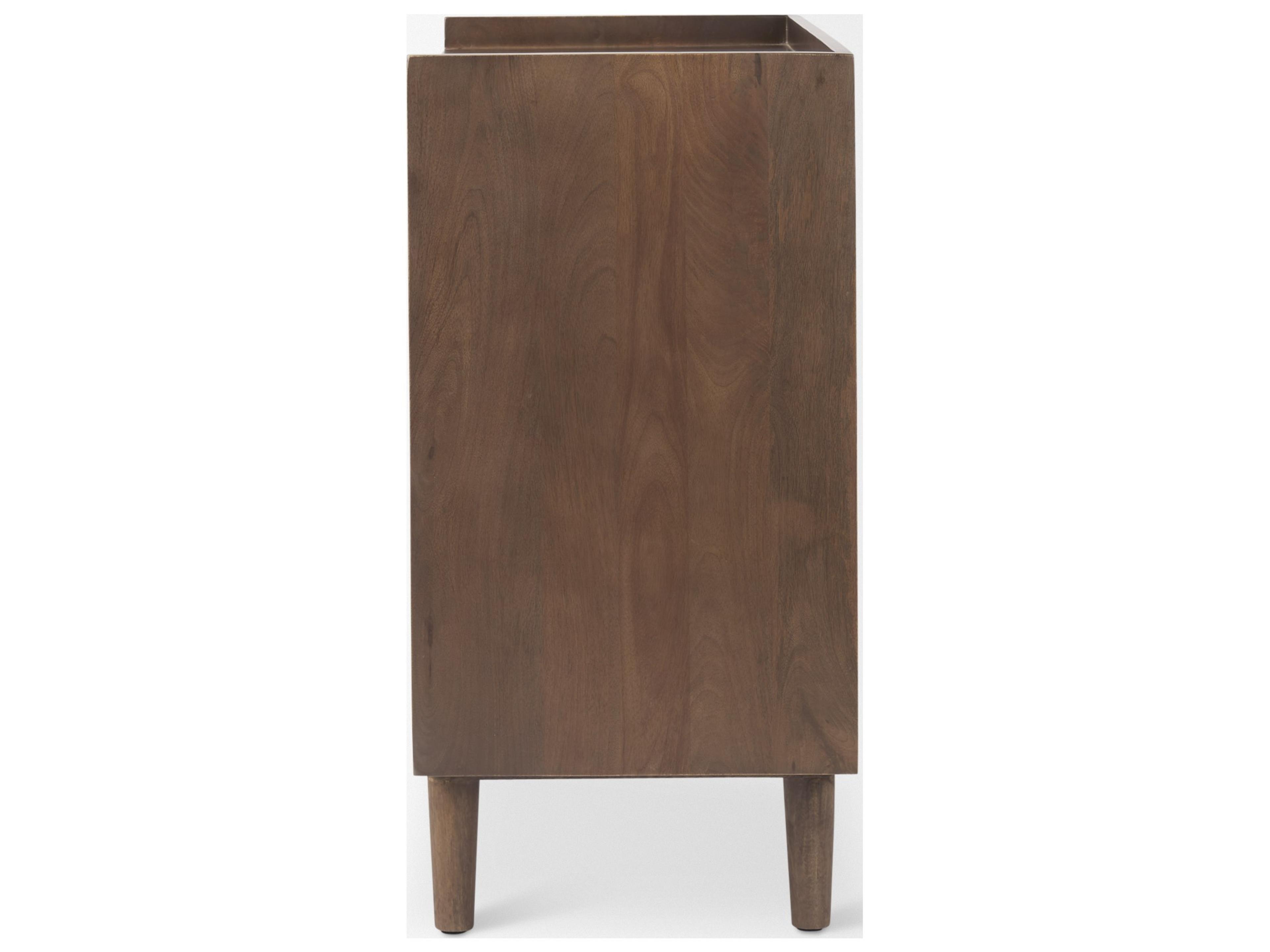 Mercana Lillie 36.0L x 16.0W x 32.0H Medium Brown Wood 2 Door Tray Top Accent Cabinet