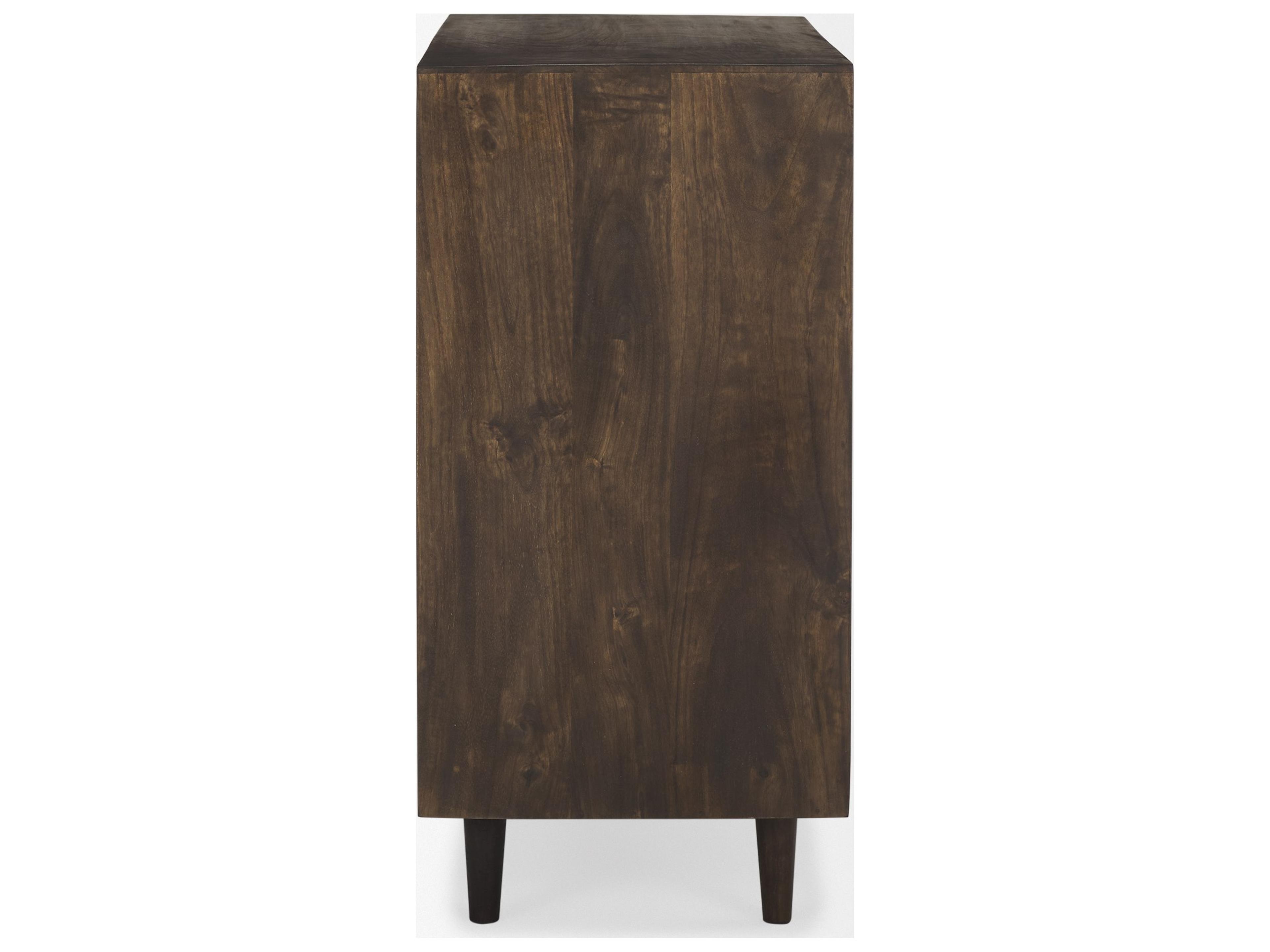 Mercana Tucker Dark Brown Wood w/ Carved Arch Pattern 2 Door Cabinet