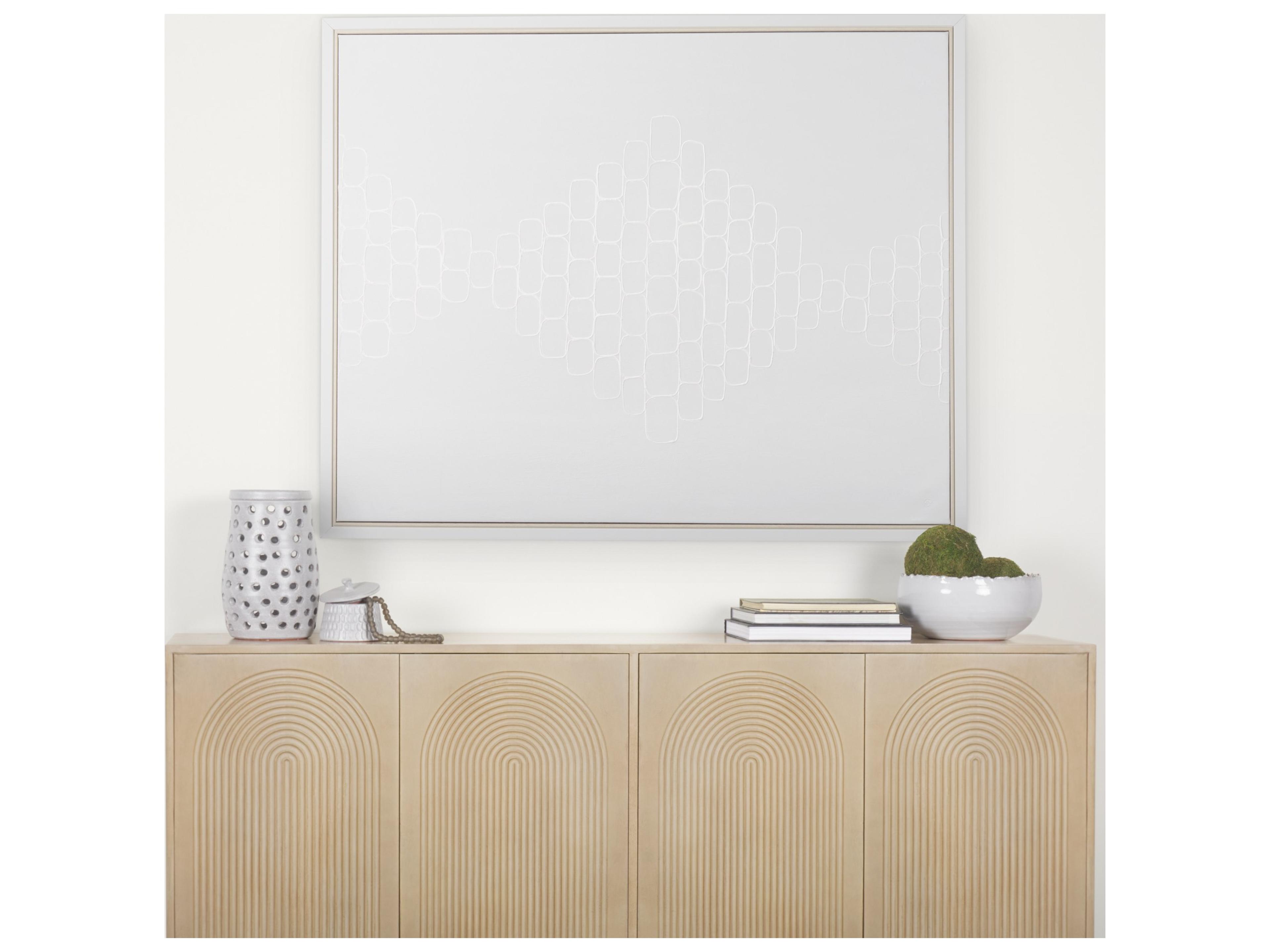 Mercana Tucker Light Brown Wood w/ Carved Arch Pattern 4 Door Sideboard