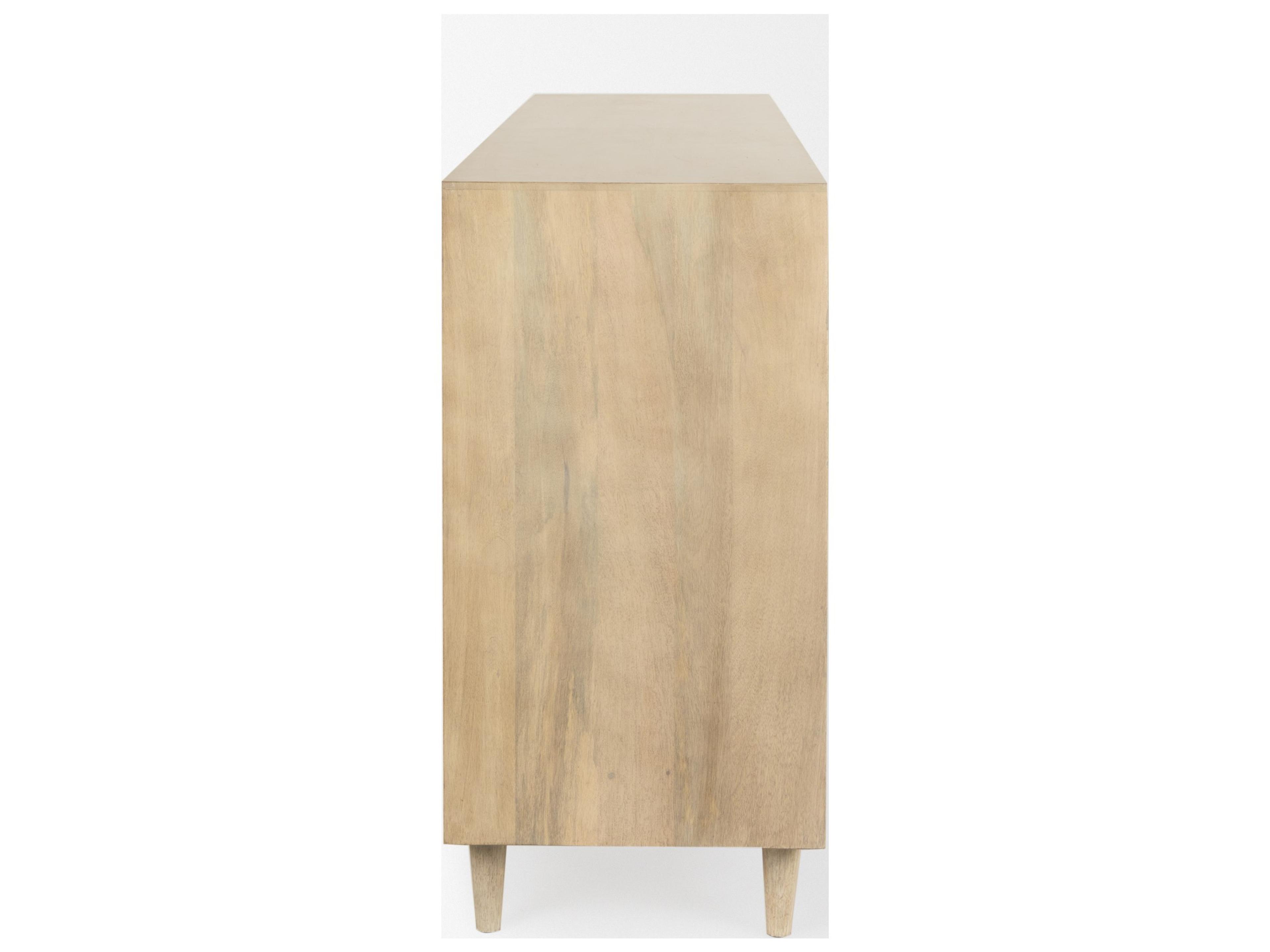 Mercana Tucker Light Brown Wood w/ Carved Arch Pattern 4 Door Sideboard