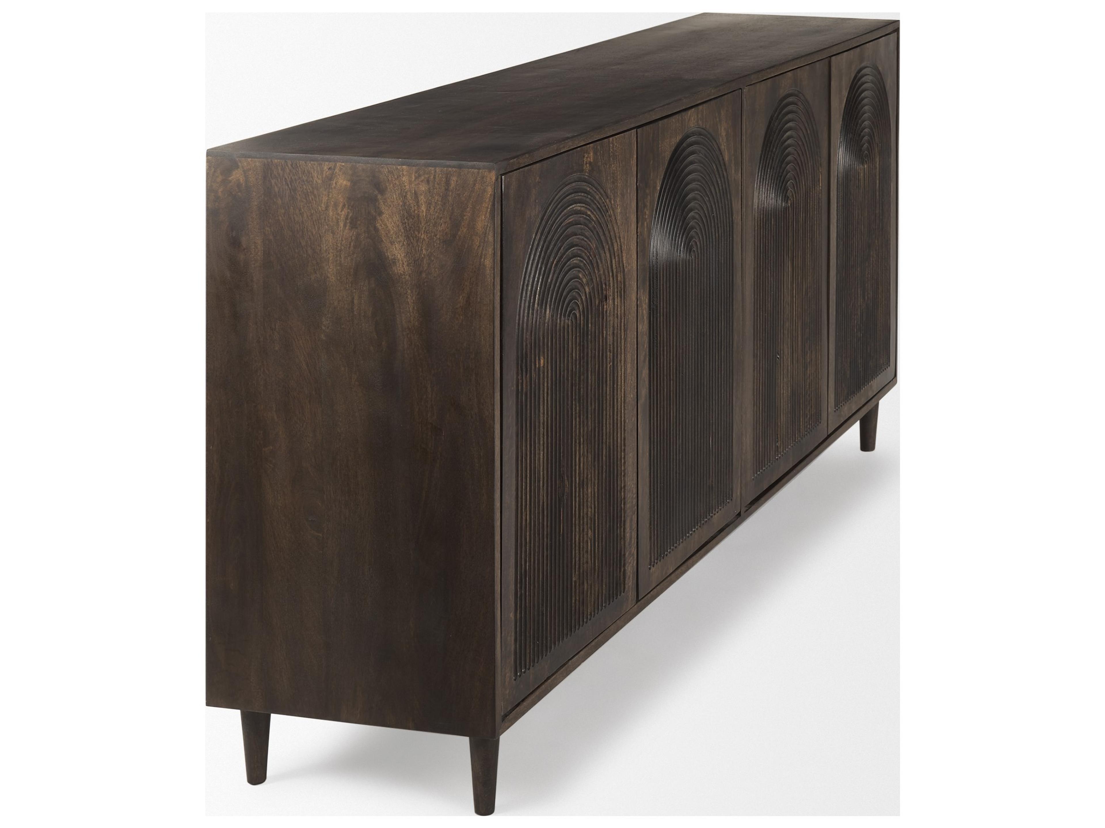 Mercana Tucker Dark Brown w/ Carved Arch Pattern 4 Door Sideboard