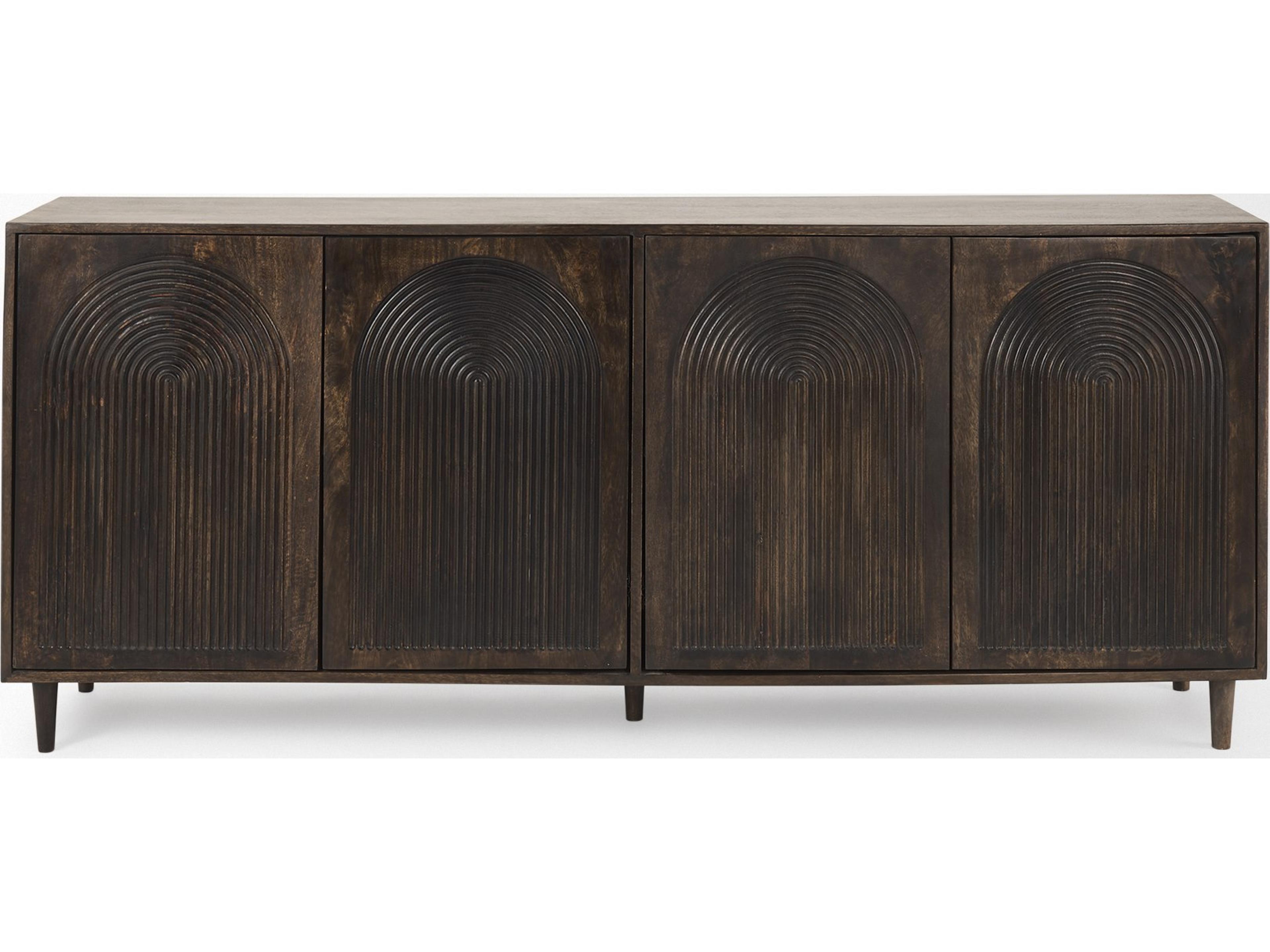 Mercana Tucker Dark Brown w/ Carved Arch Pattern 4 Door Sideboard