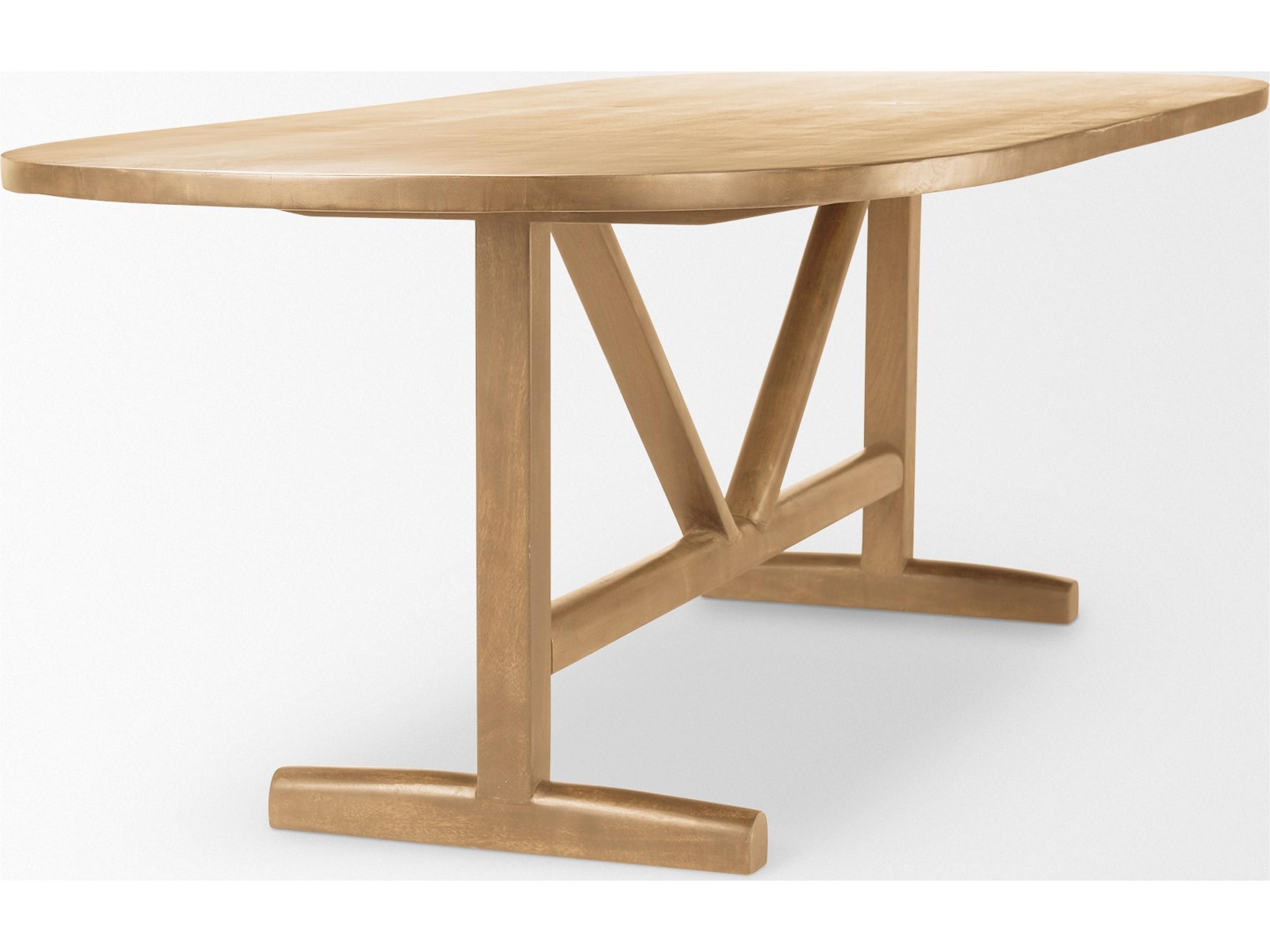 Mercana Viktor 94"L Light Brown Solid Wood Dining Table