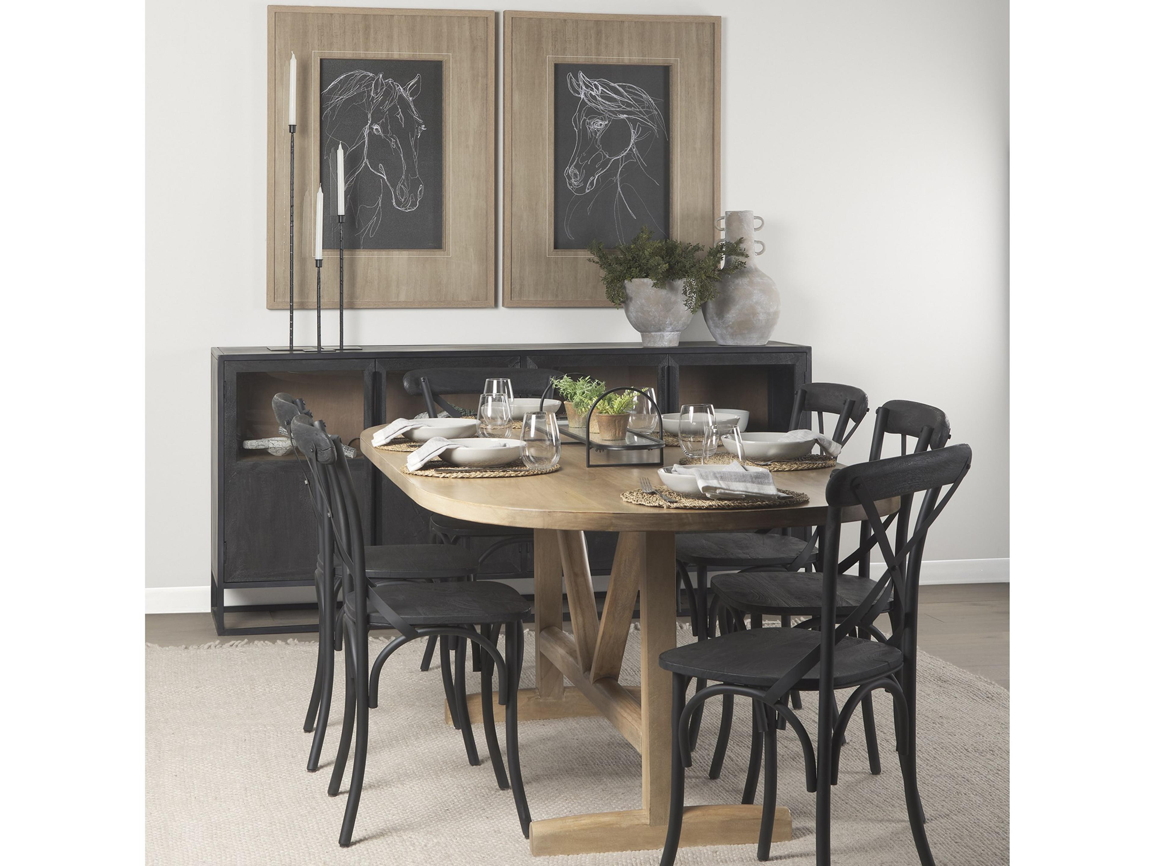 Mercana Viktor 94"L Light Brown Solid Wood Dining Table