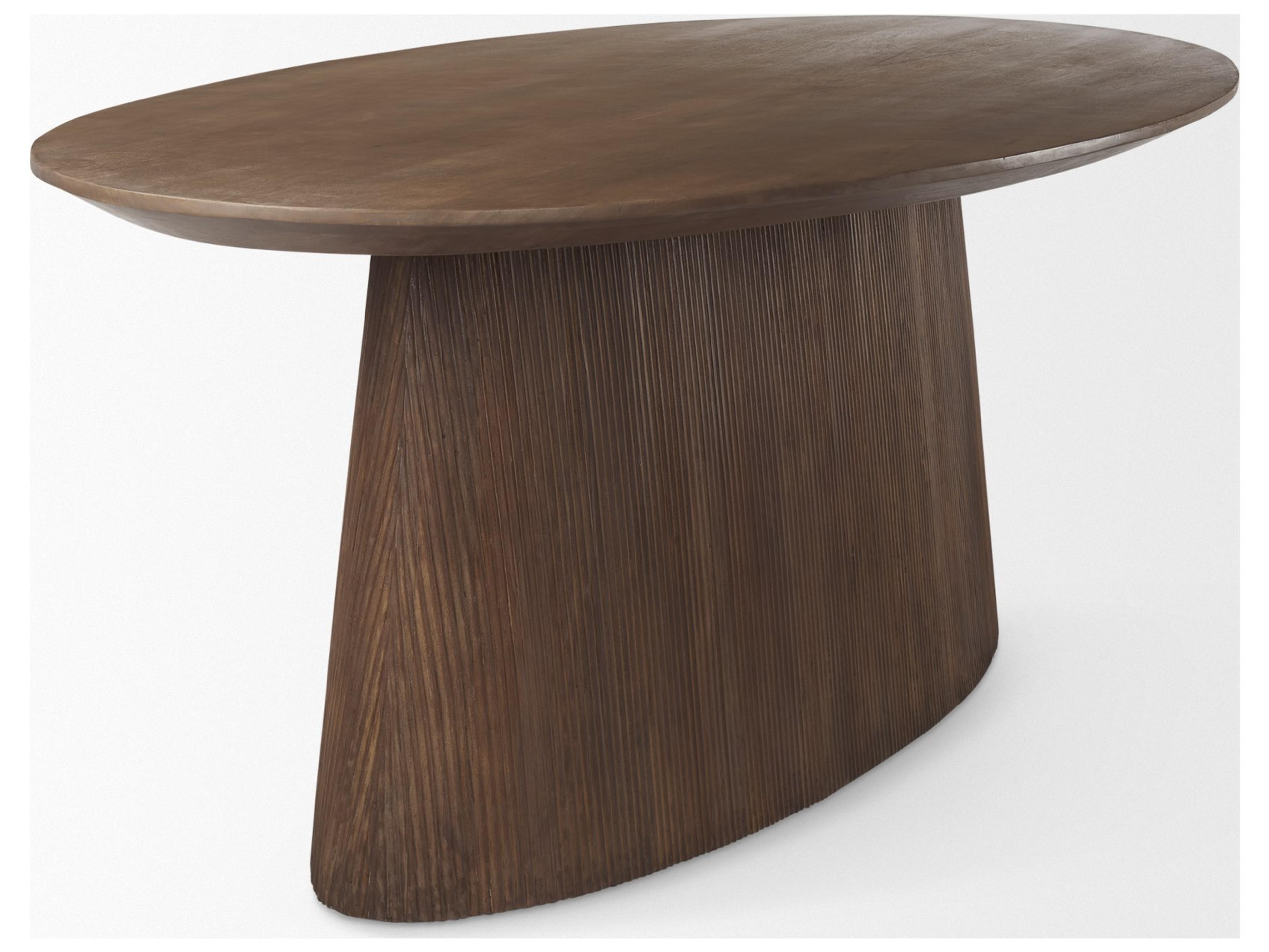 Mercana Lance 94"L x 50"W x30"H Medium Brown Solid Wood Oval Dining Table