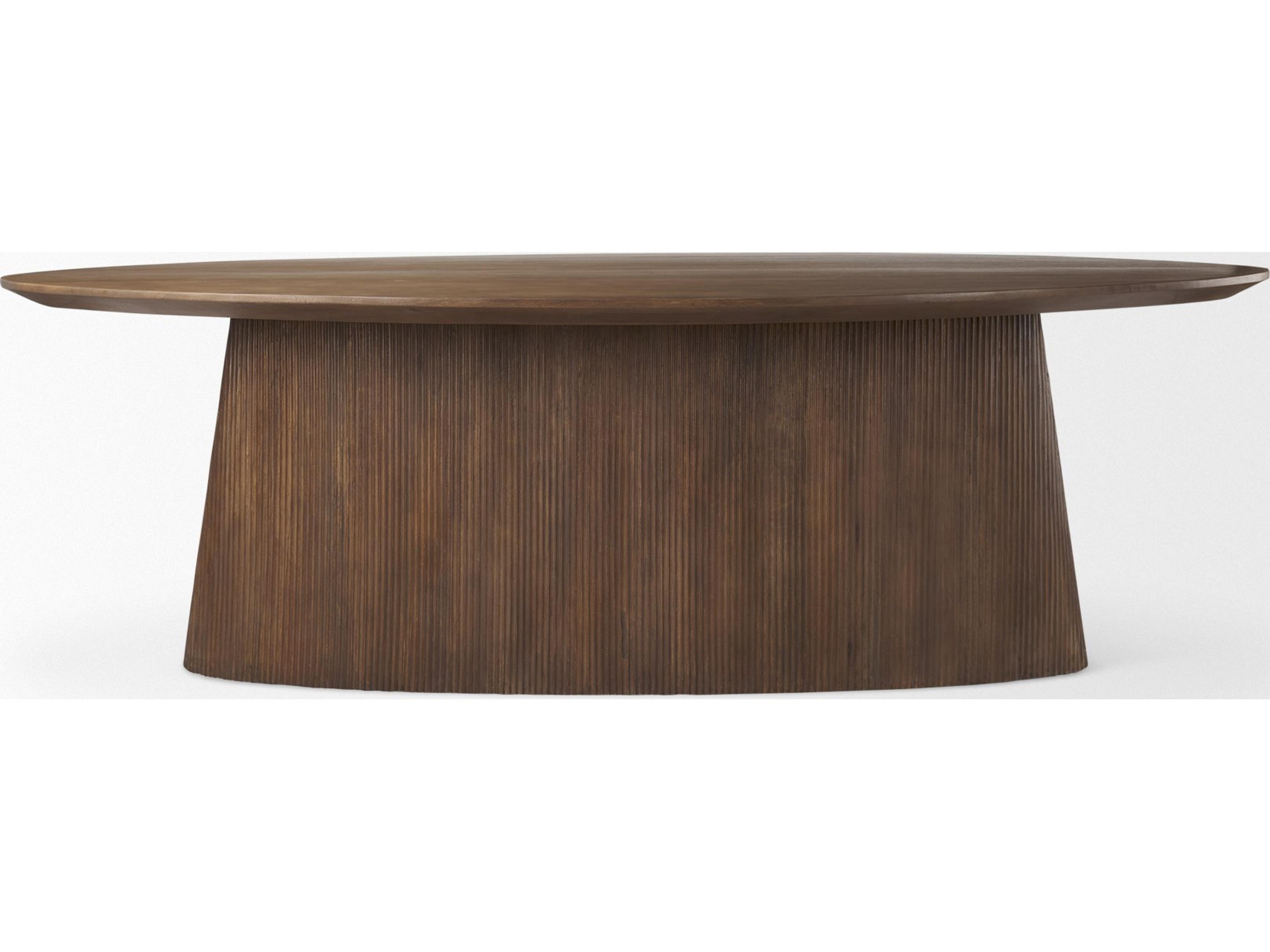 Mercana Lance 94"L x 50"W x30"H Medium Brown Solid Wood Oval Dining Table