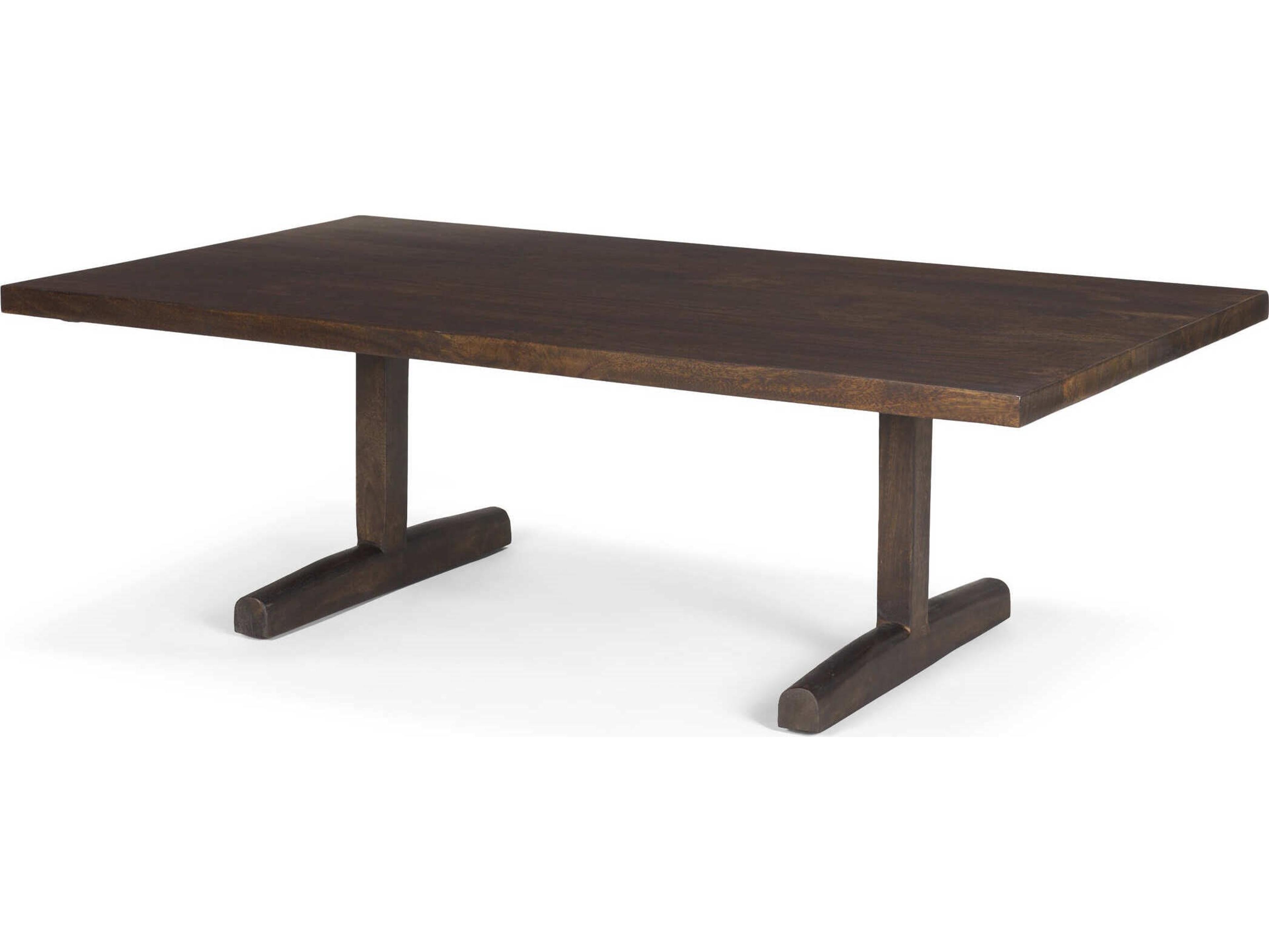 Viktor 55"L Dark Brown Solid Wood Coffee Table