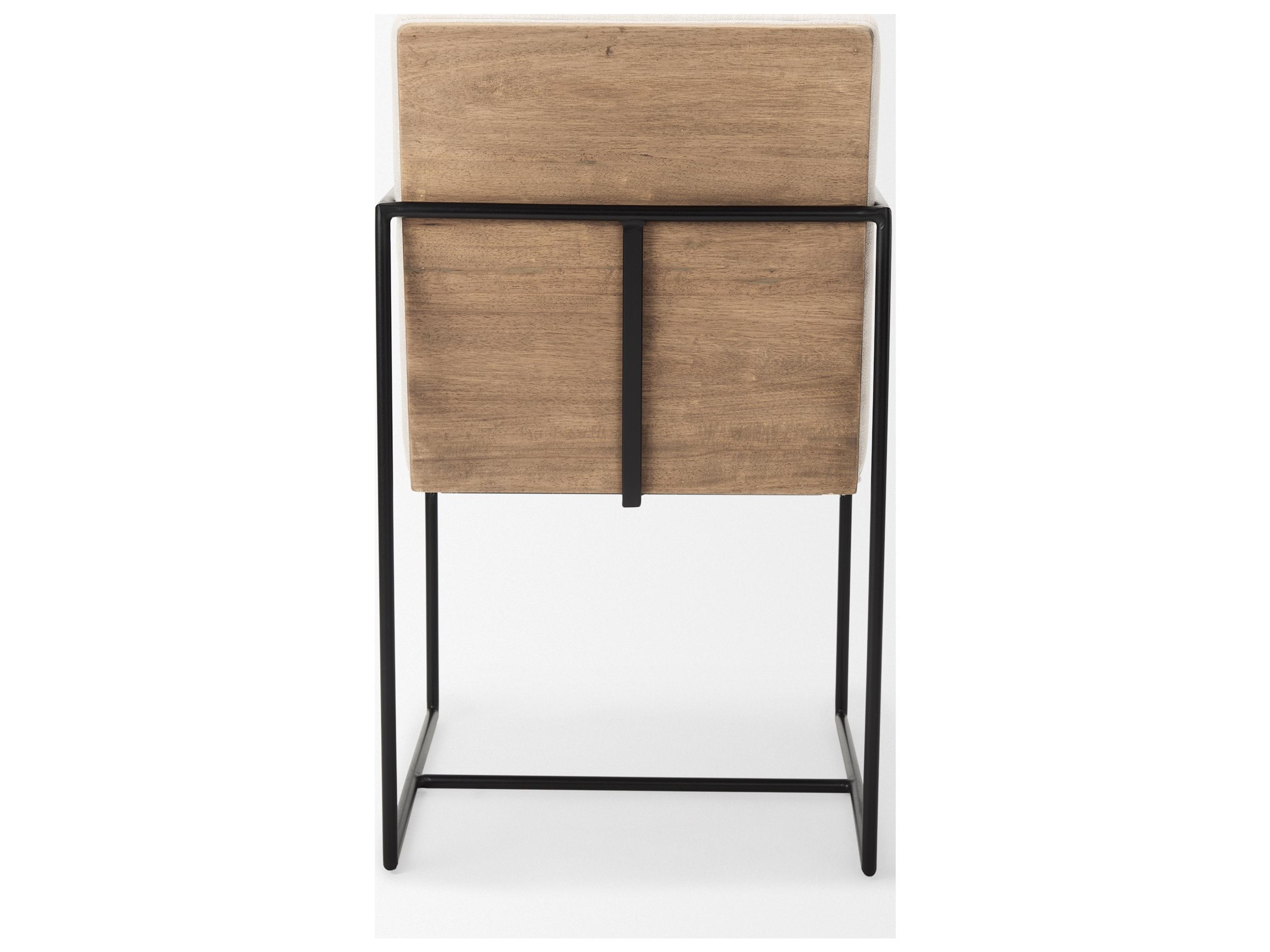 Mercana Stamford Beige Upholstered Seat w/ Wood Back, Black Metal Frame Dining Chair w/ Arms