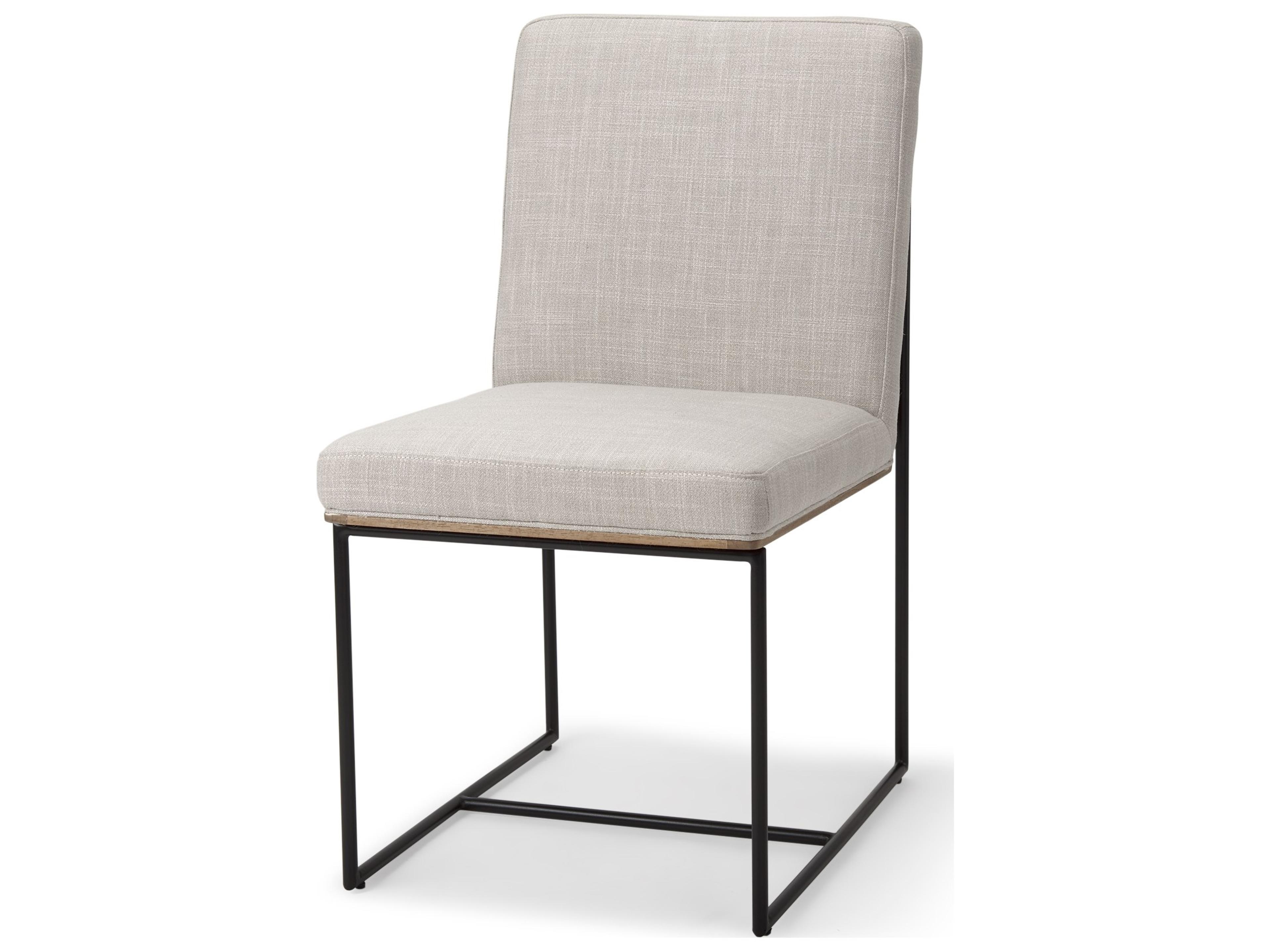 Stamford Beige Upholstered Seat w/ Wood Back, Black Metal Frame Dining Chair
