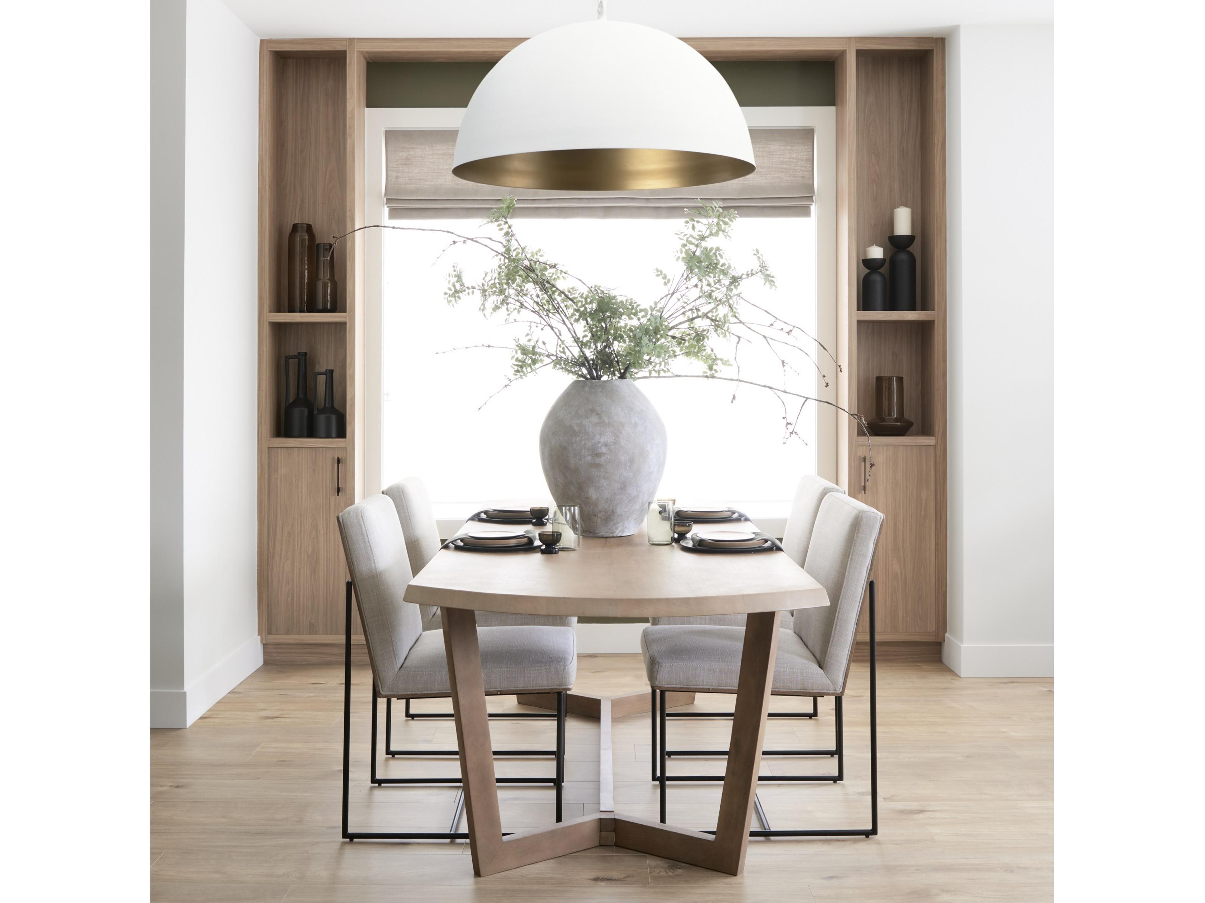 Mercana Stamford Beige Upholstered Seat w/ Wood Back, Black Metal Frame Dining Chair